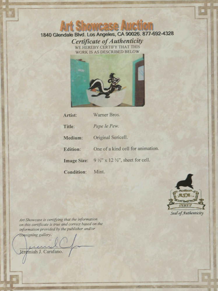 Animation Sericel "Pepé Le Pew"