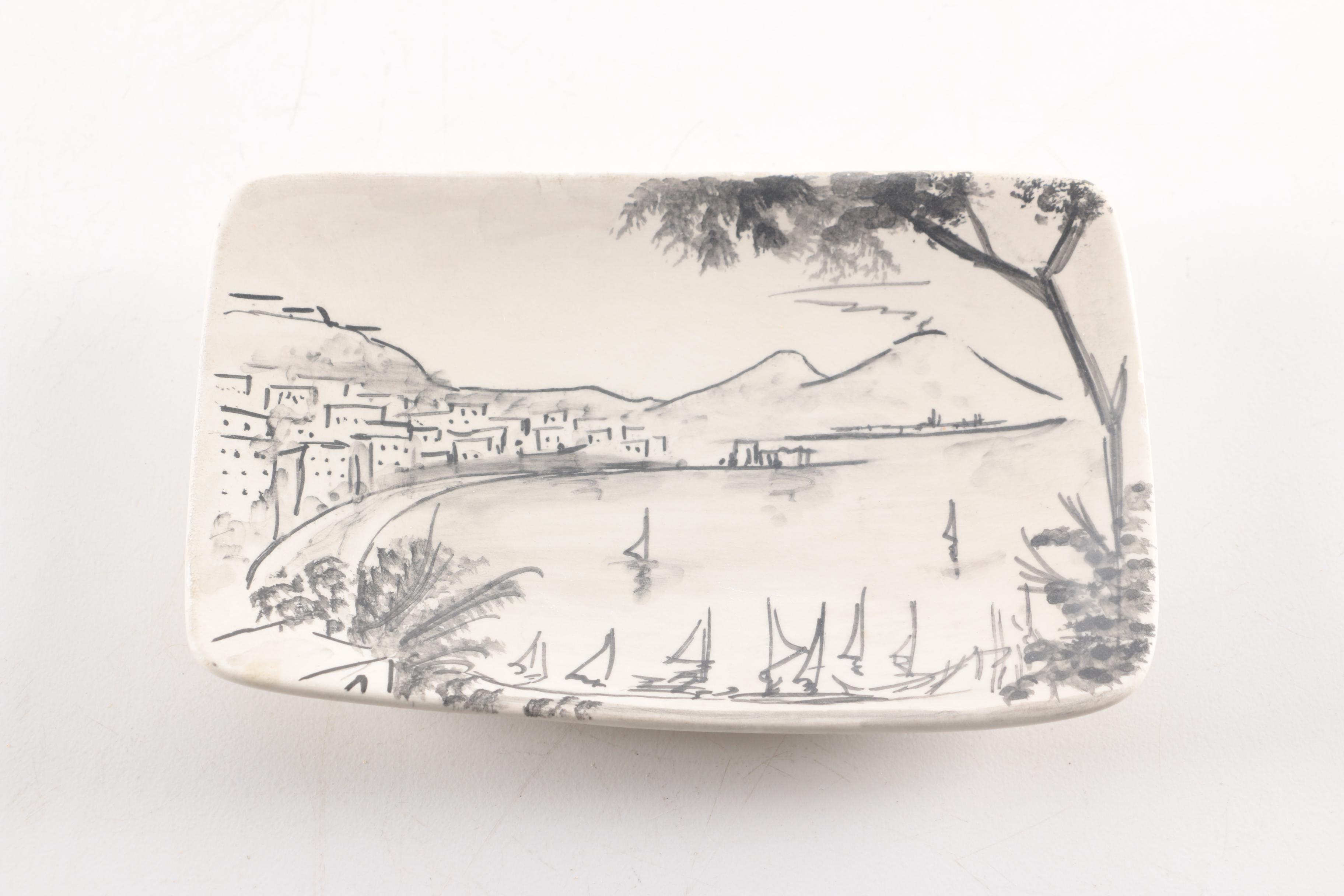 Monaco Souvenir Porcelain Ash Receiver and Porcelain Dish