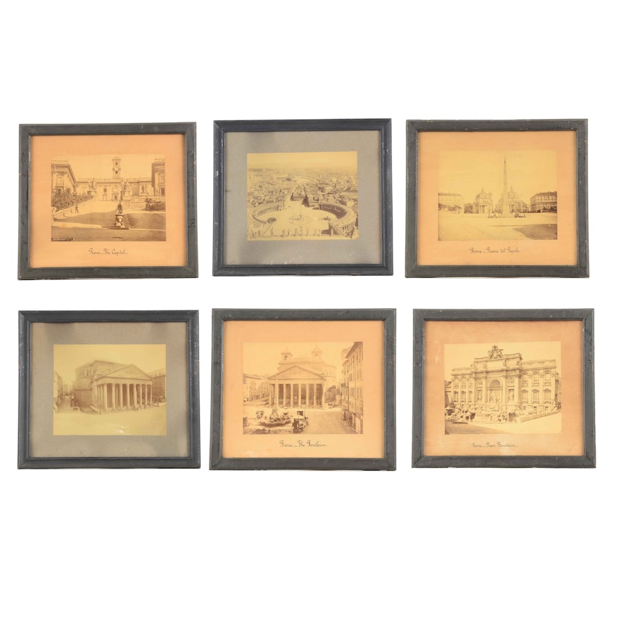 Collection of Six Antique Albumen Prints of Rome