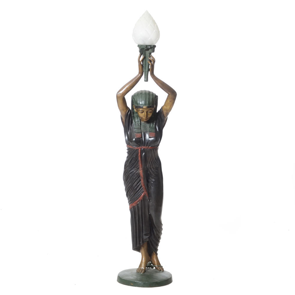Antique Bronze "Egyptian" Floor Lamp