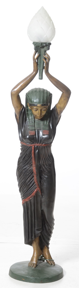 Antique Bronze "Egyptian" Floor Lamp