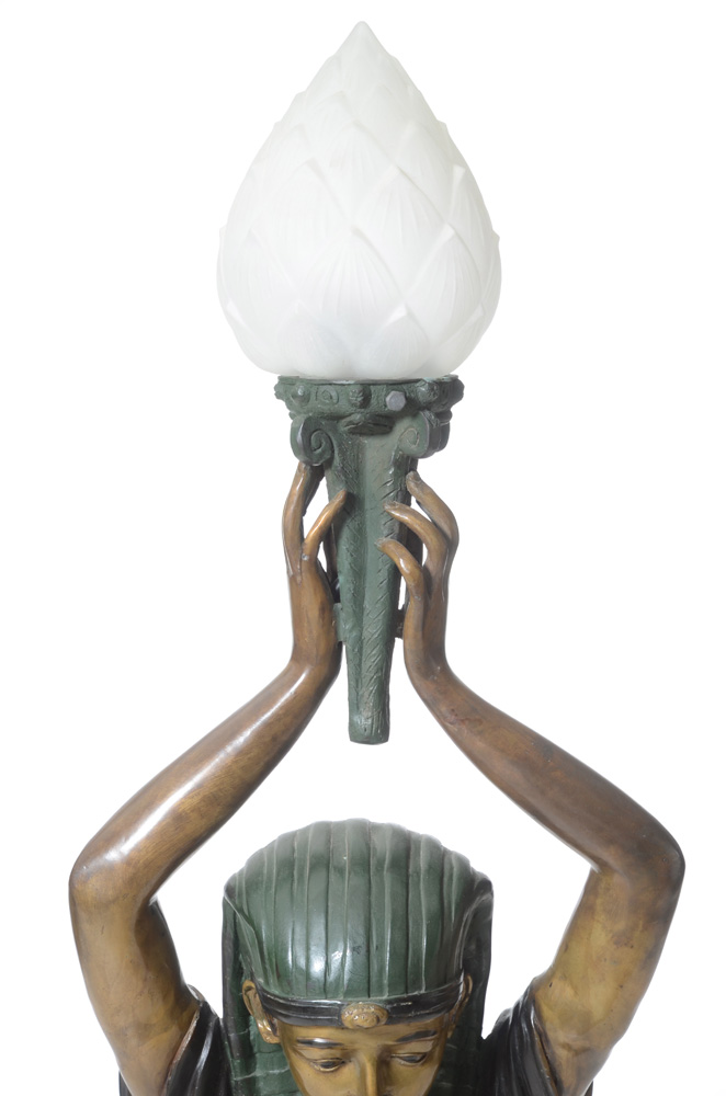 Antique Bronze "Egyptian" Floor Lamp