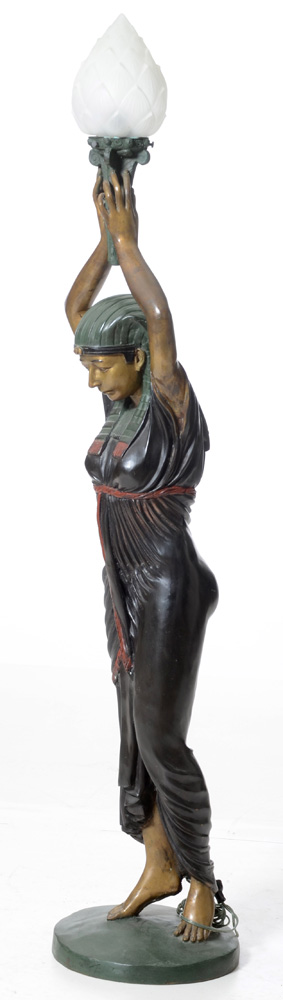 Antique Bronze "Egyptian" Floor Lamp