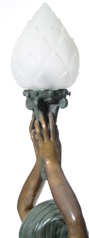 Antique Bronze "Egyptian" Floor Lamp