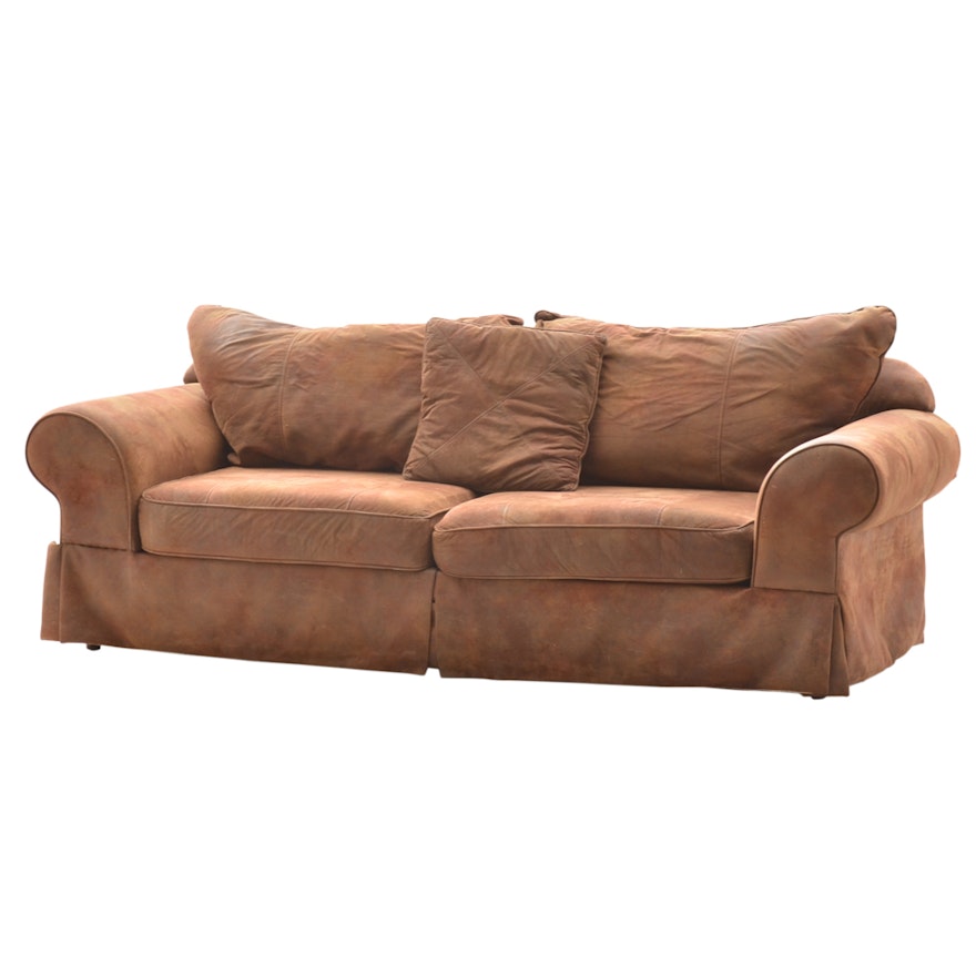 Brown Faux Suede Sofa