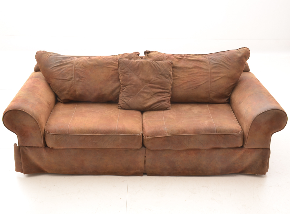 Brown Faux Suede Sofa