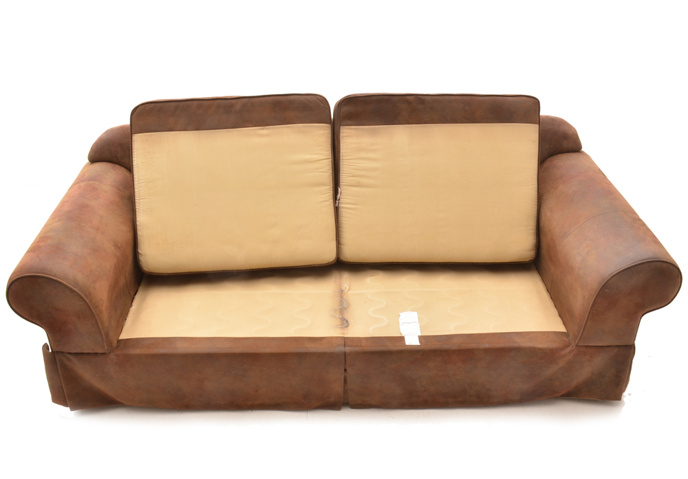 Brown Faux Suede Sofa