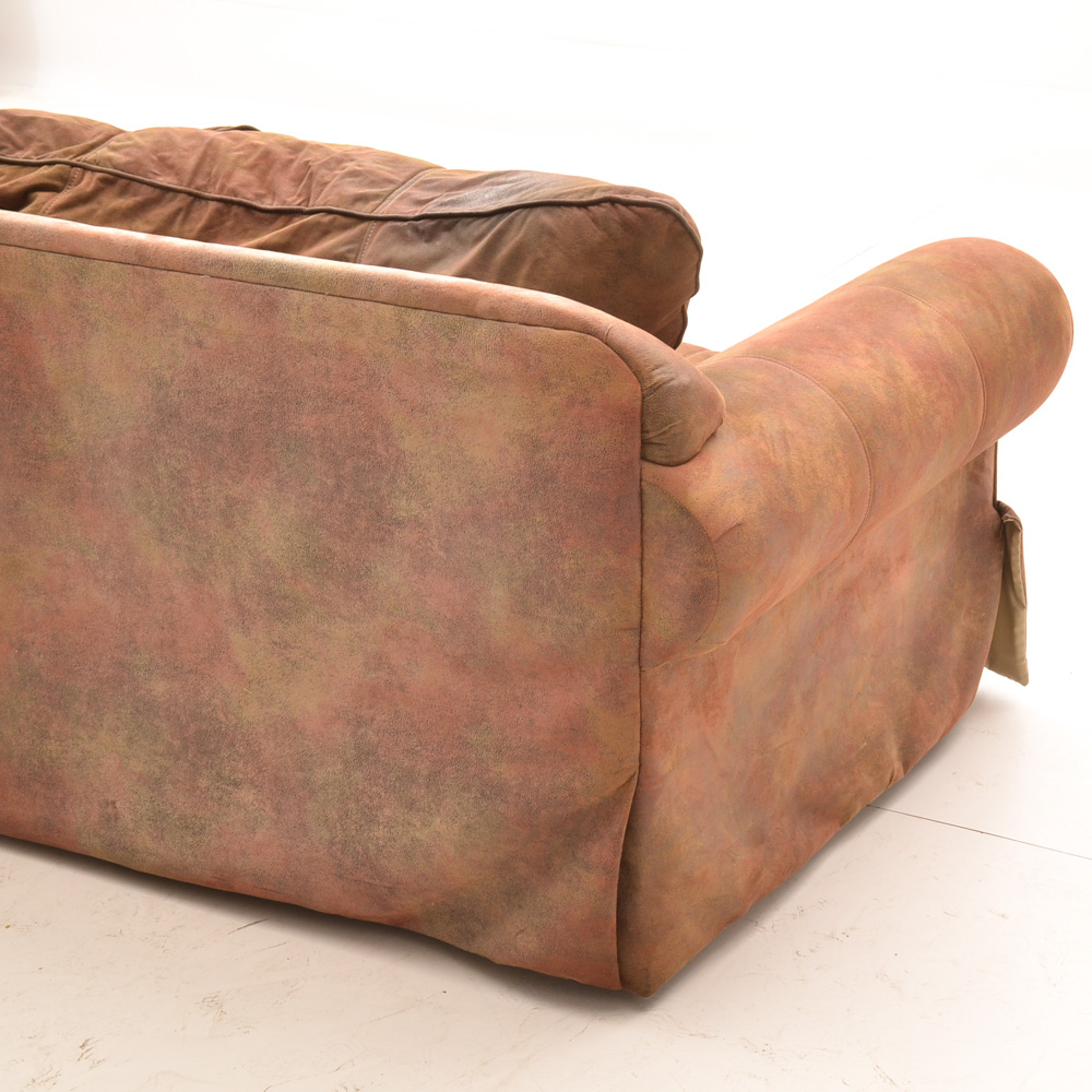 Brown Faux Suede Sofa