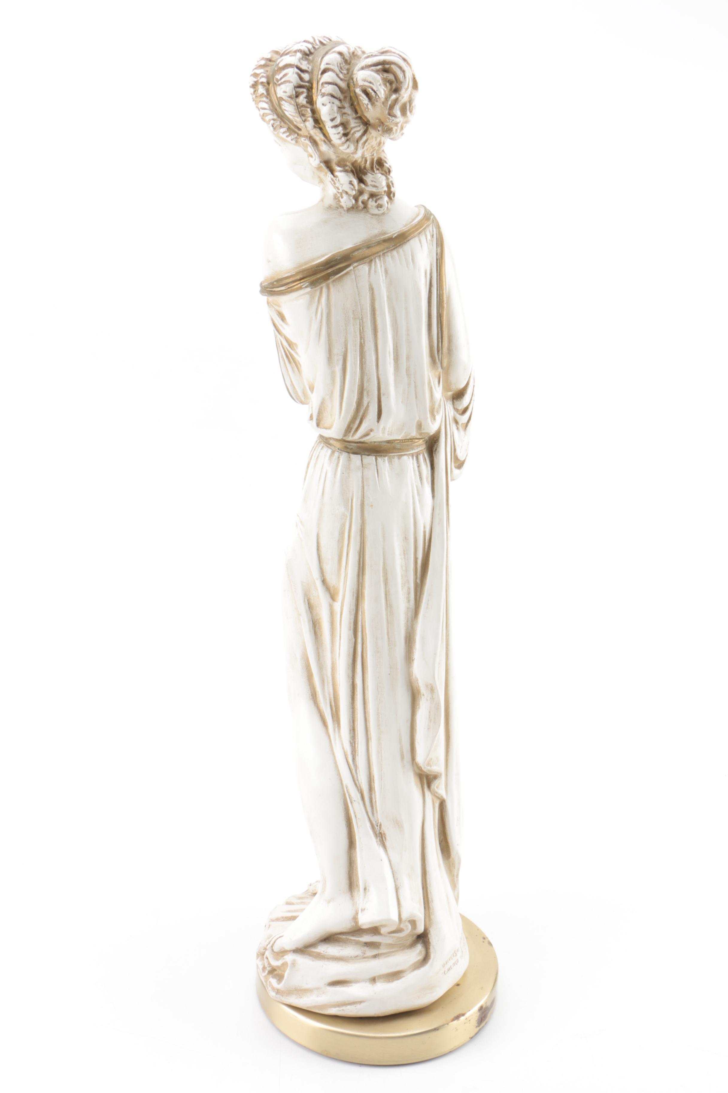 Universal Statuary Corporation 1959 Chalkware Figure of Grecian Woman with Ewer