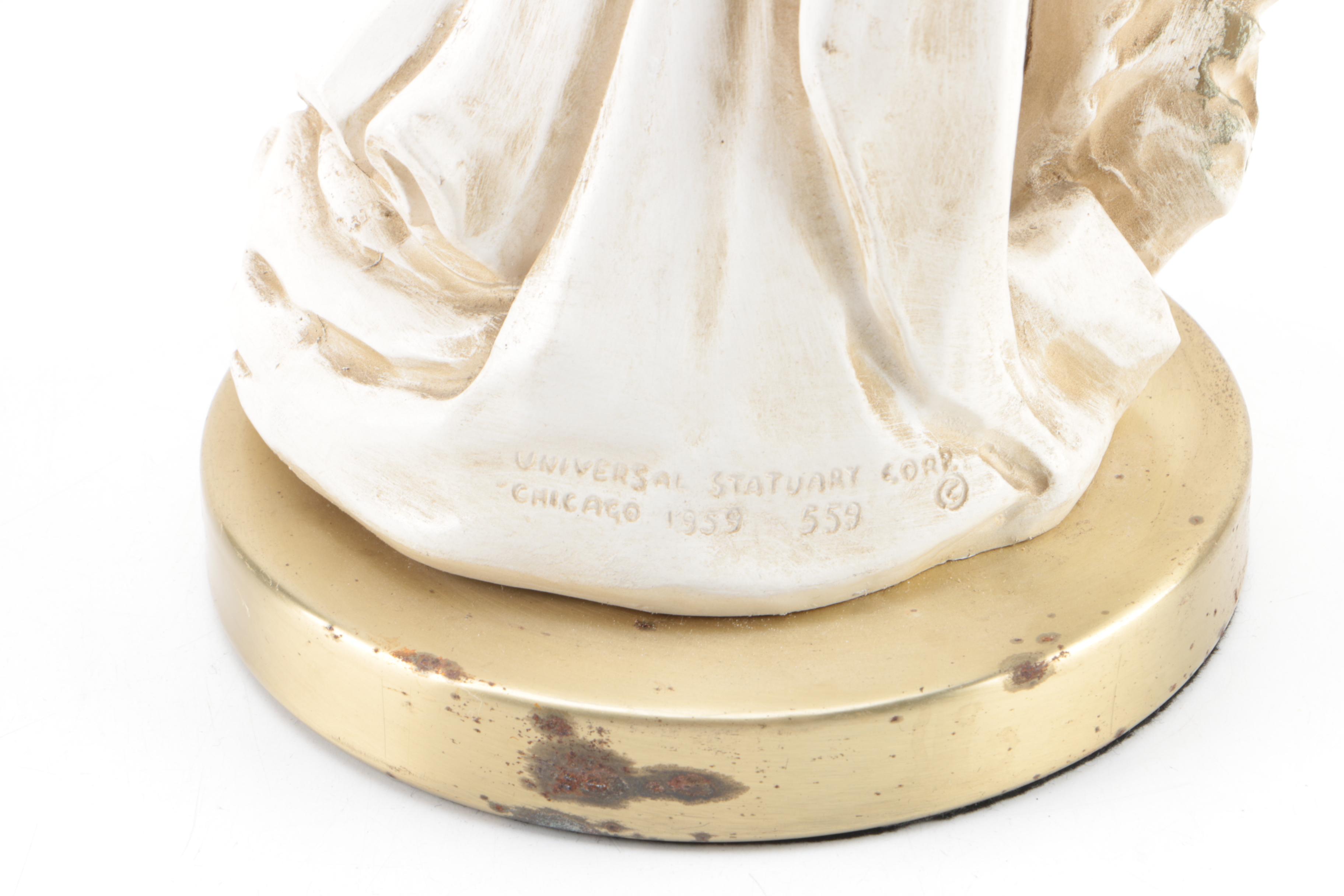 Universal Statuary Corporation 1959 Chalkware Figure of Grecian Woman with Ewer