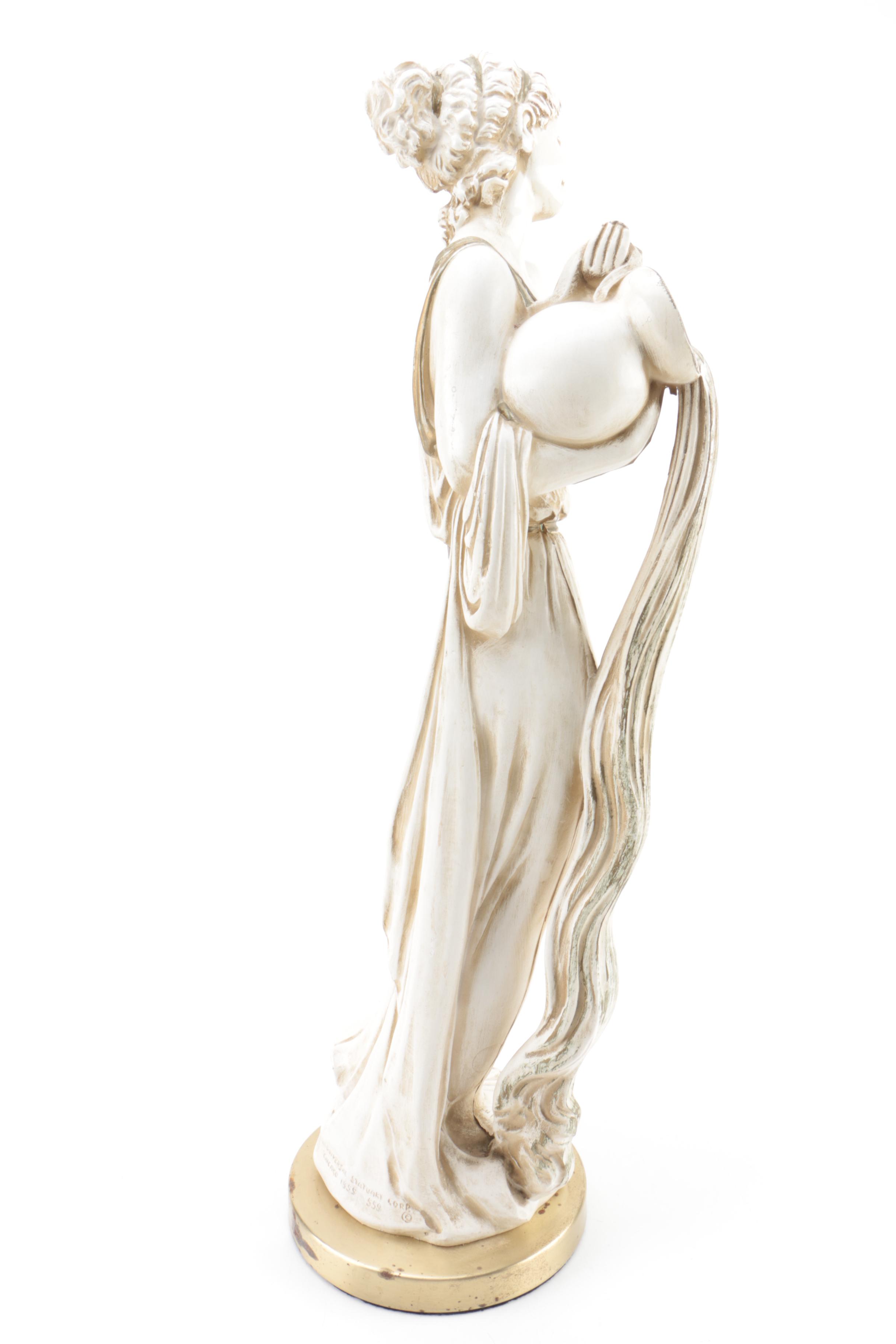 Universal Statuary Corporation 1959 Chalkware Figure of Grecian Woman with Ewer