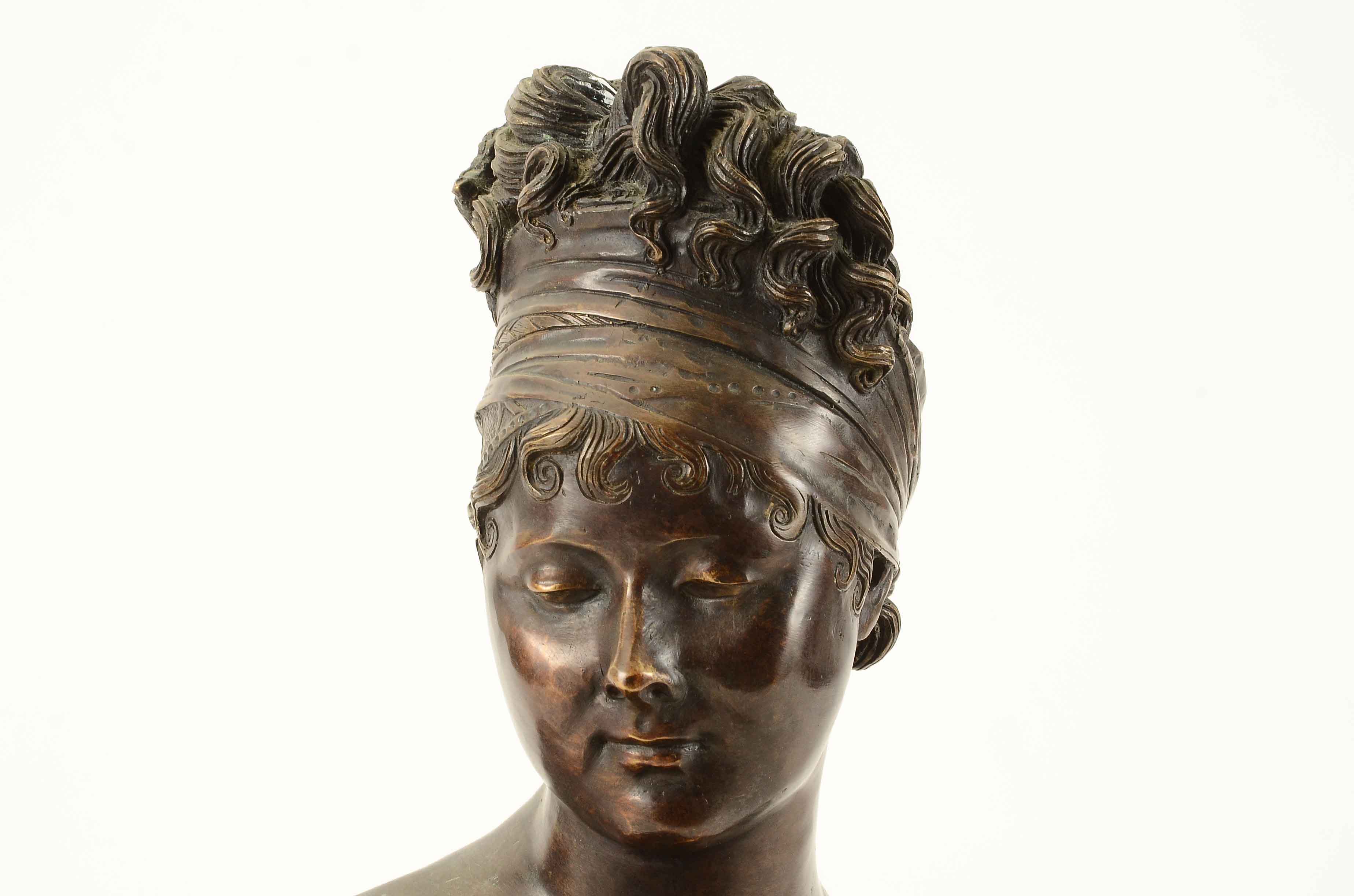 French 19th Century Bronze Bust of Madame Récamier, After Jean-Antoine Houdon