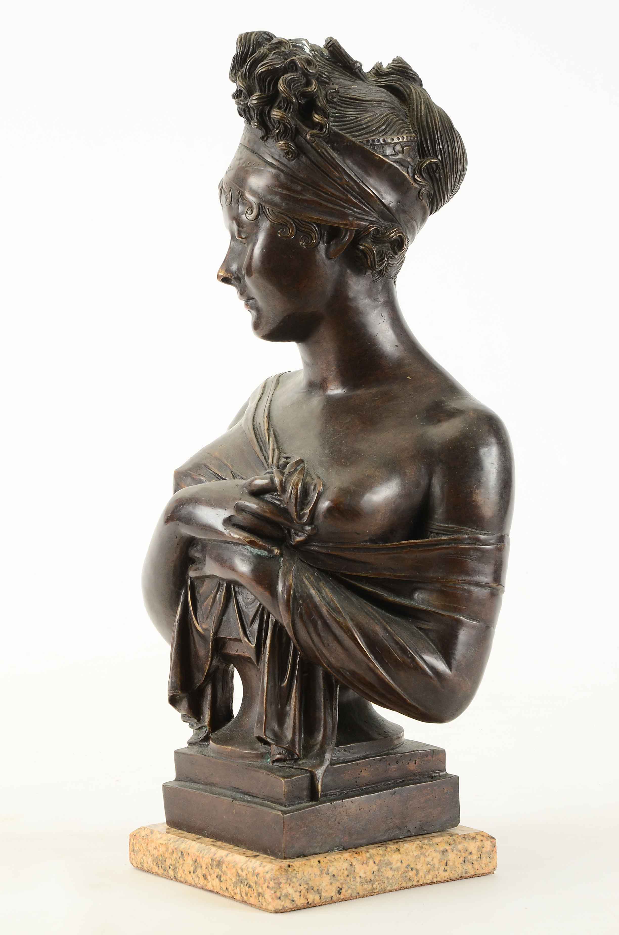 French 19th Century Bronze Bust of Madame Récamier, After Jean-Antoine Houdon
