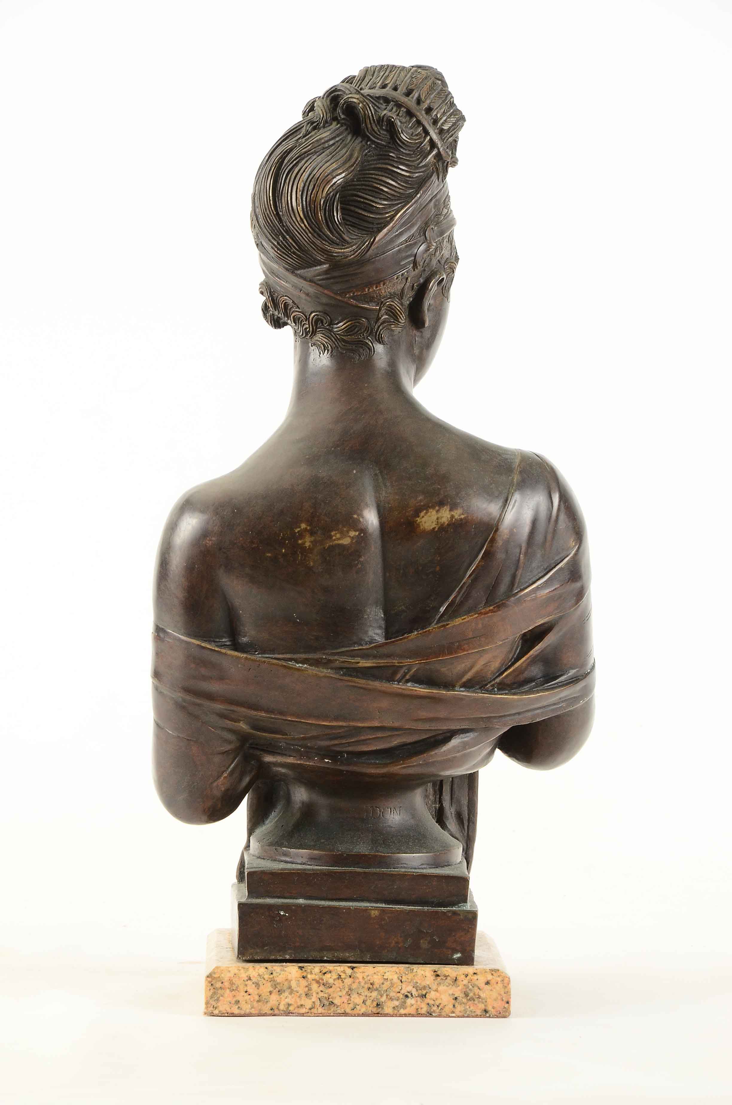French 19th Century Bronze Bust of Madame Récamier, After Jean-Antoine Houdon