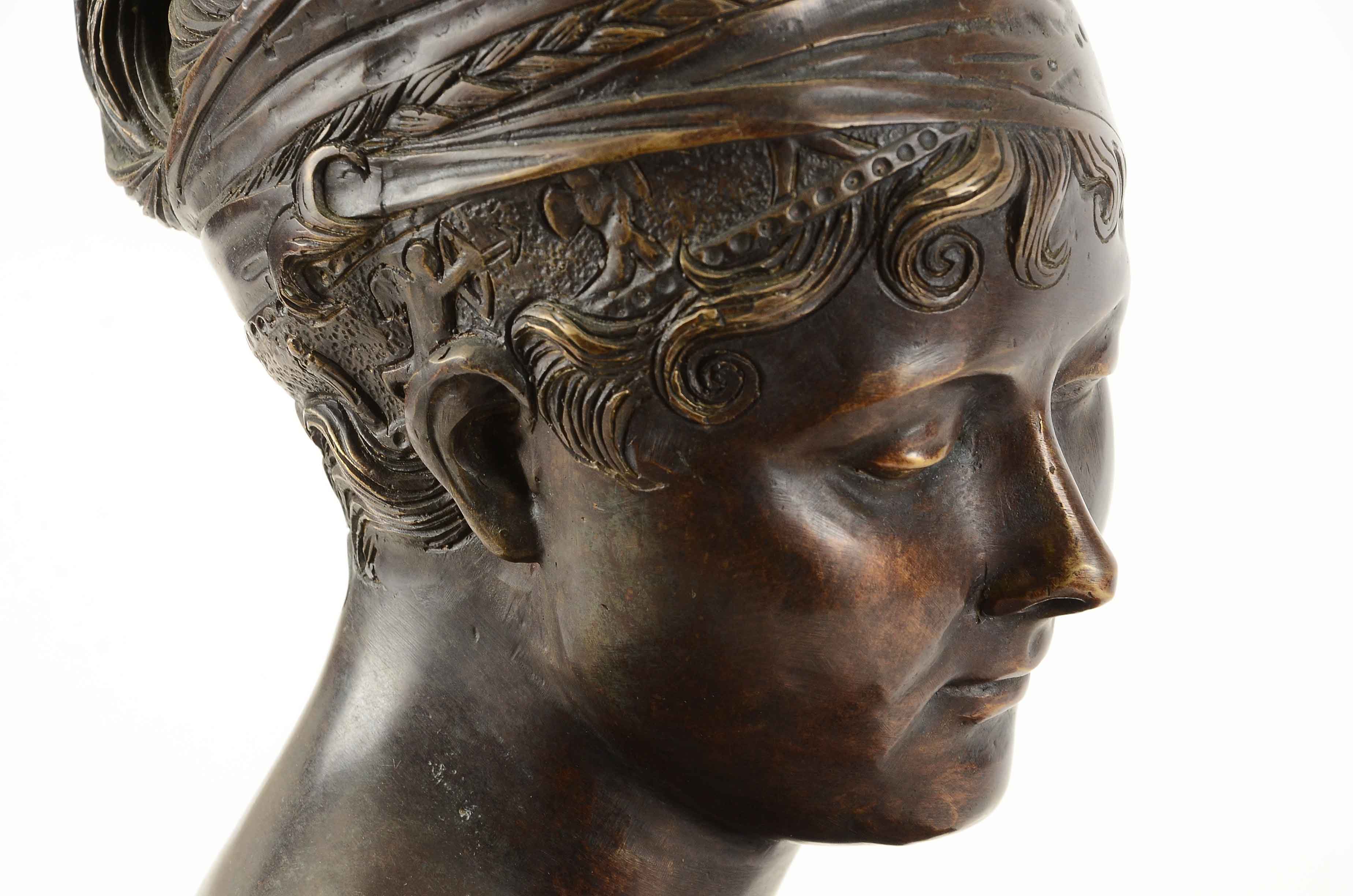 French 19th Century Bronze Bust of Madame Récamier, After Jean-Antoine Houdon