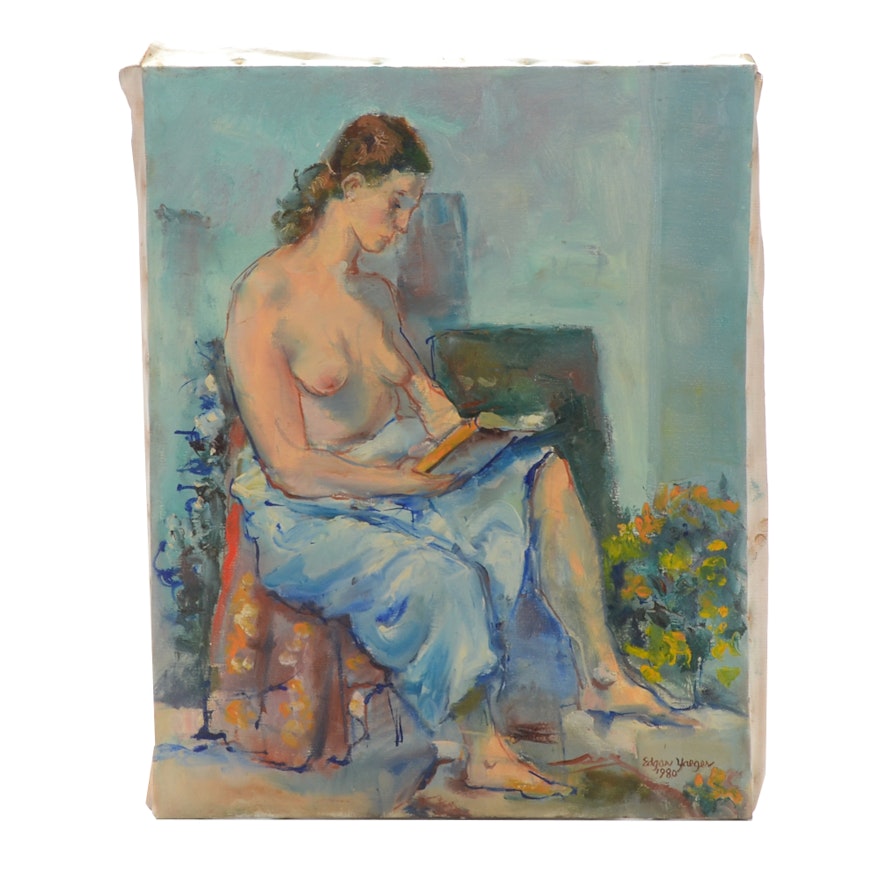 Edgar Yaeger Oil on Canvas Figure Painting "Nude Study"