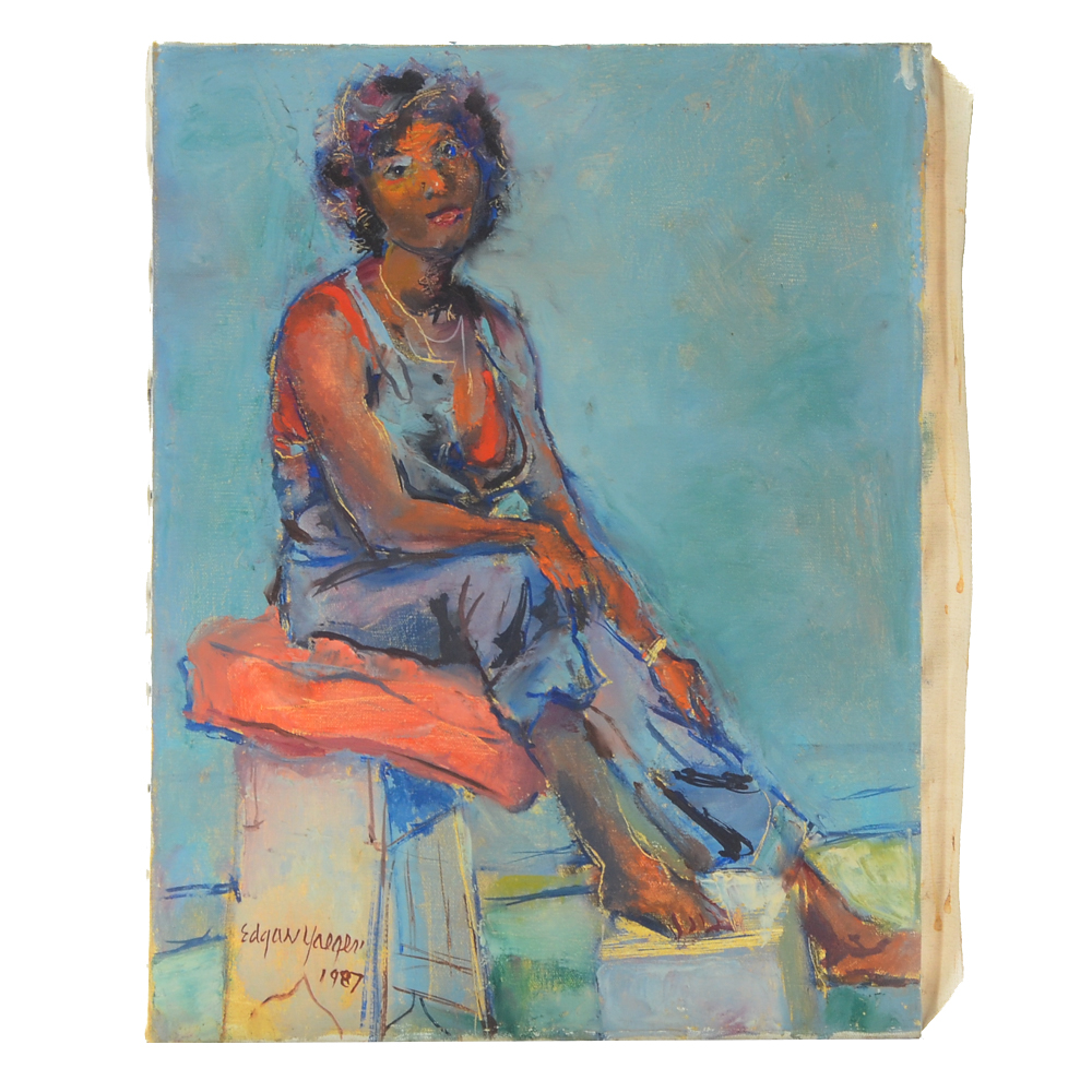 Edgar Yaeger Oil Painting of a Female Figure