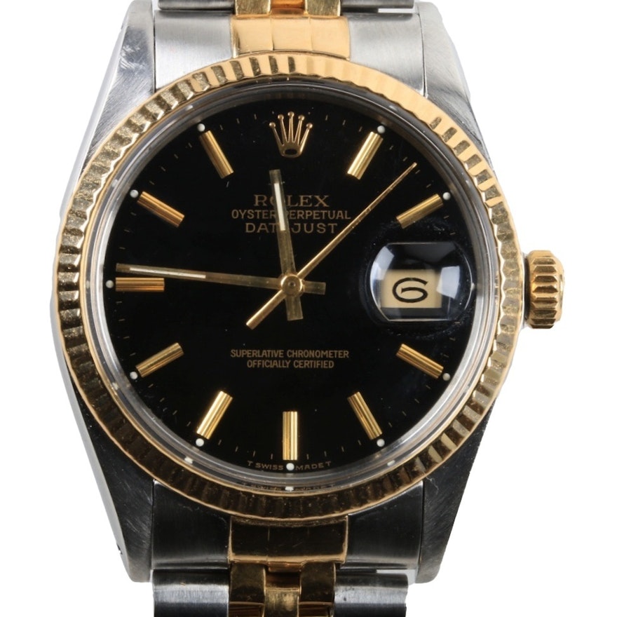 Rolex Oyster Perpetual Datejust 18K Gold and Stainless Steel Wristwatch