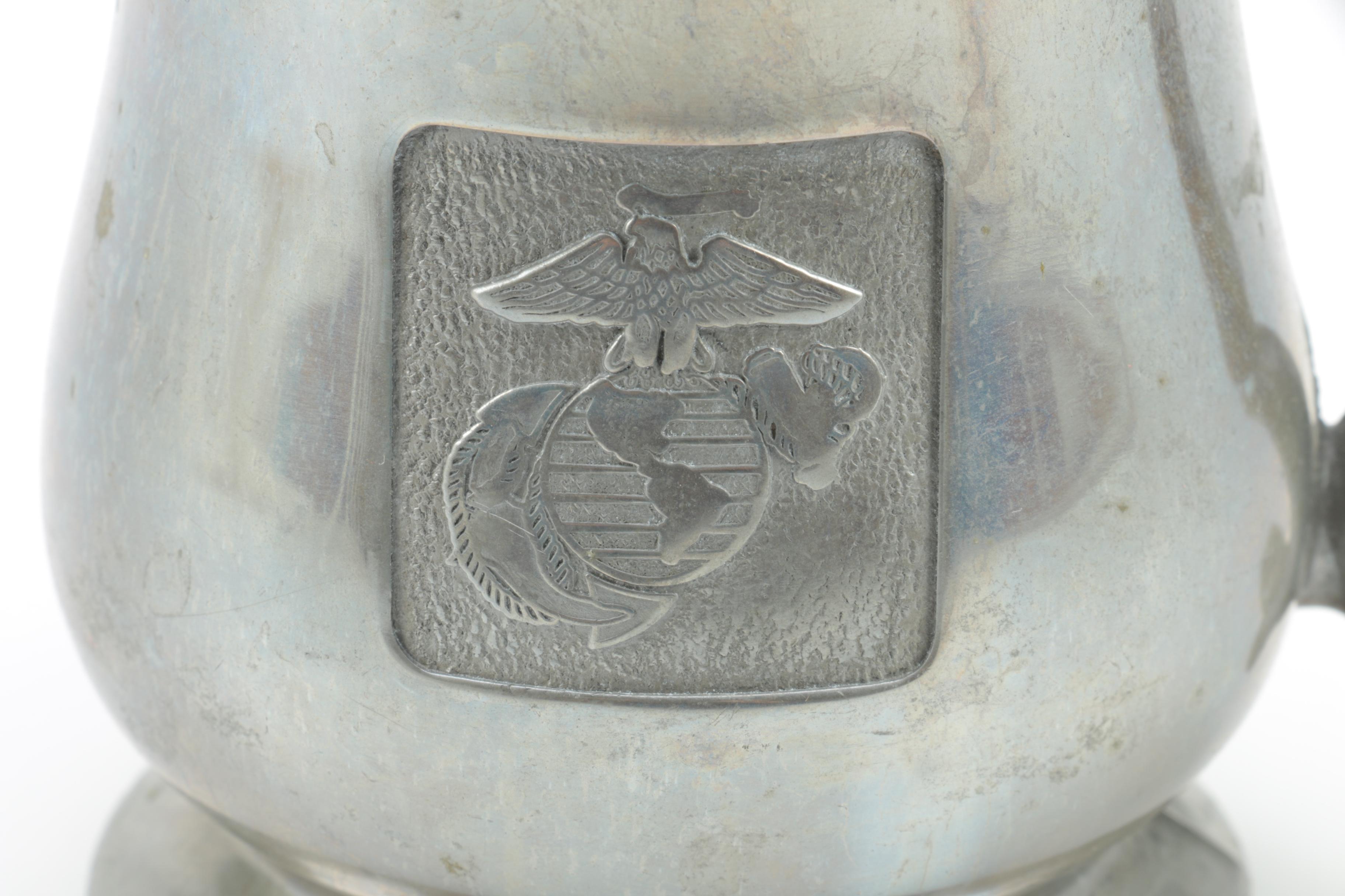 Pair of American Eagle Serving Bowls with US Marine Corps Tankard