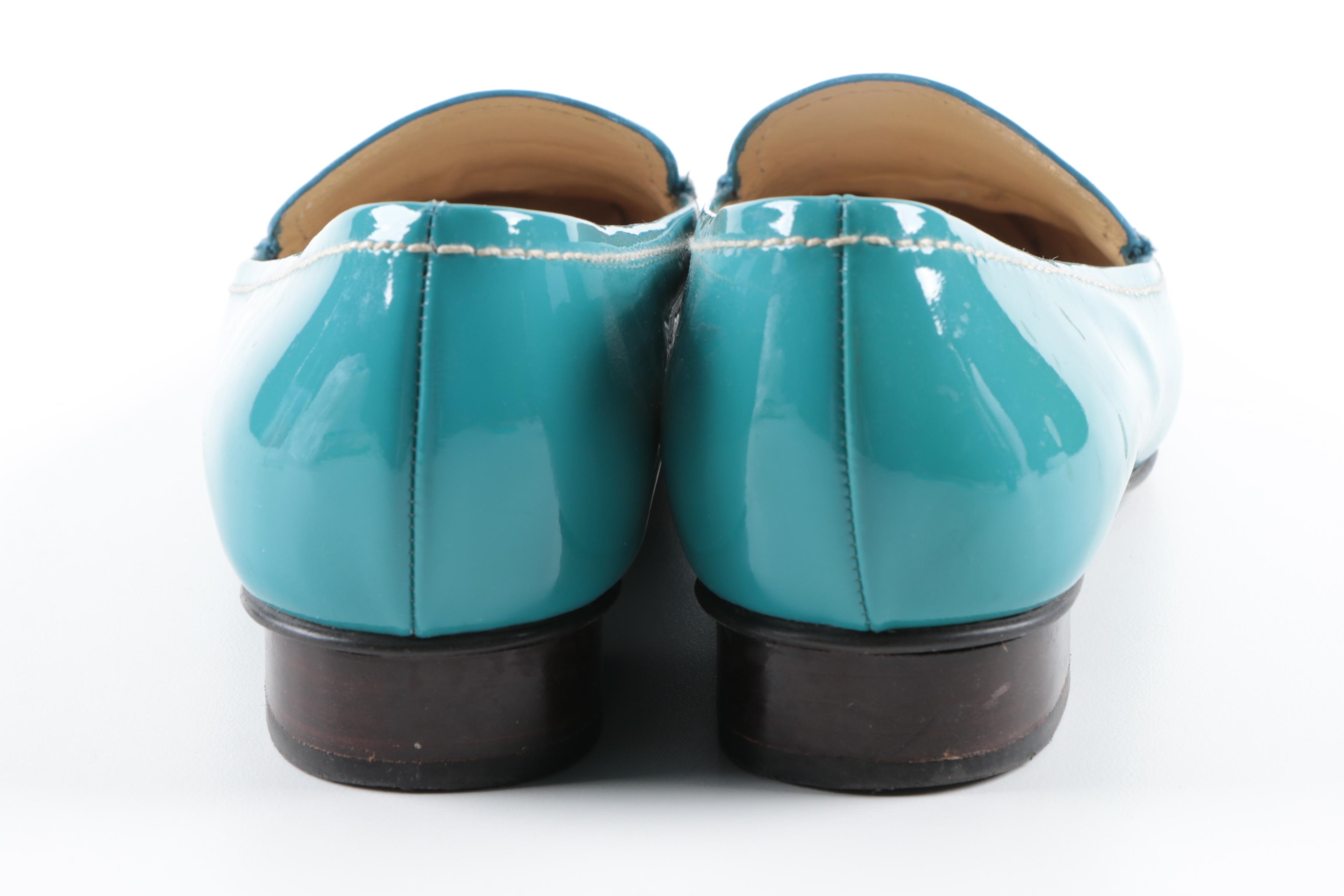 Prada Patent Turquoise Blue Leather Loafers