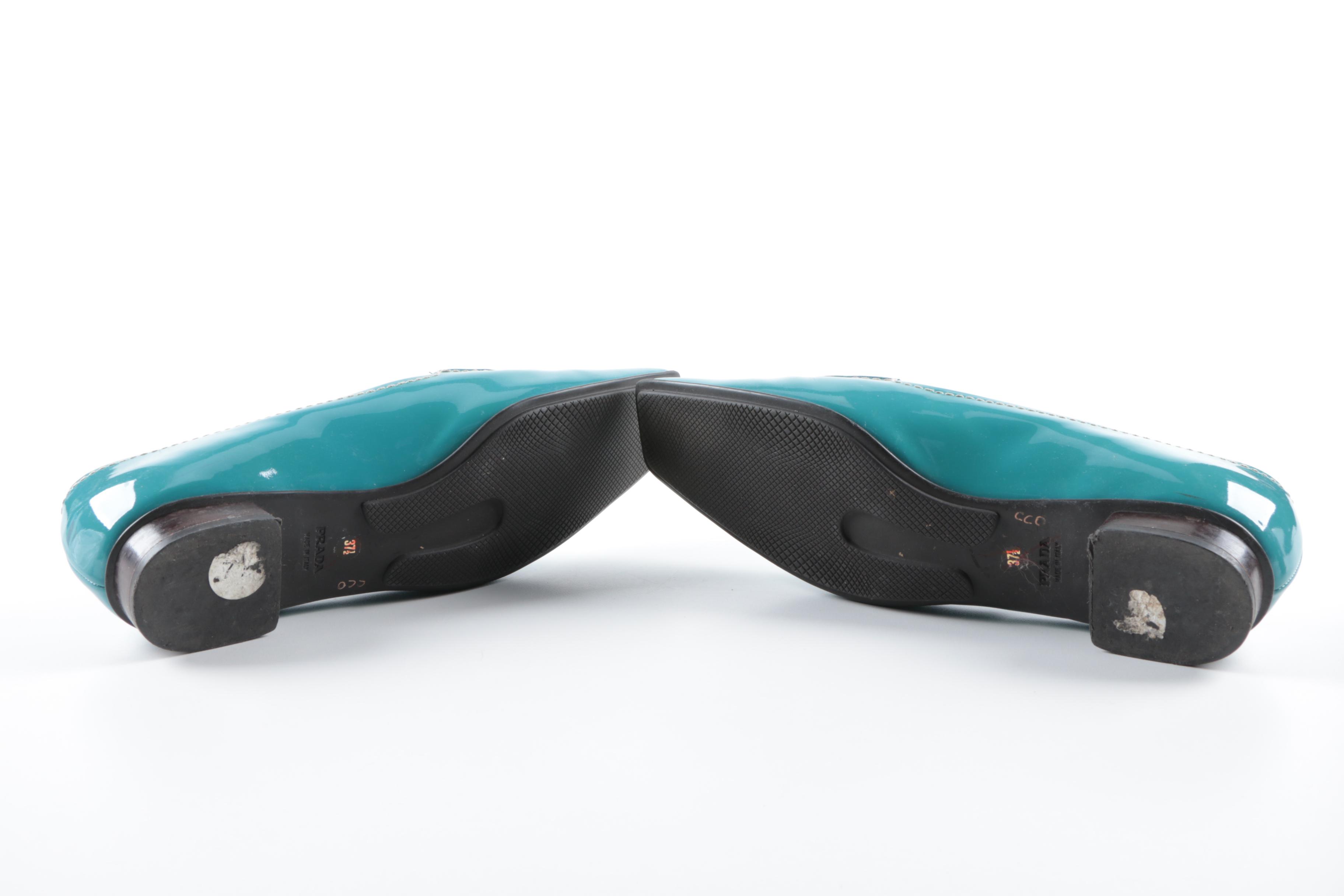 Prada Patent Turquoise Blue Leather Loafers