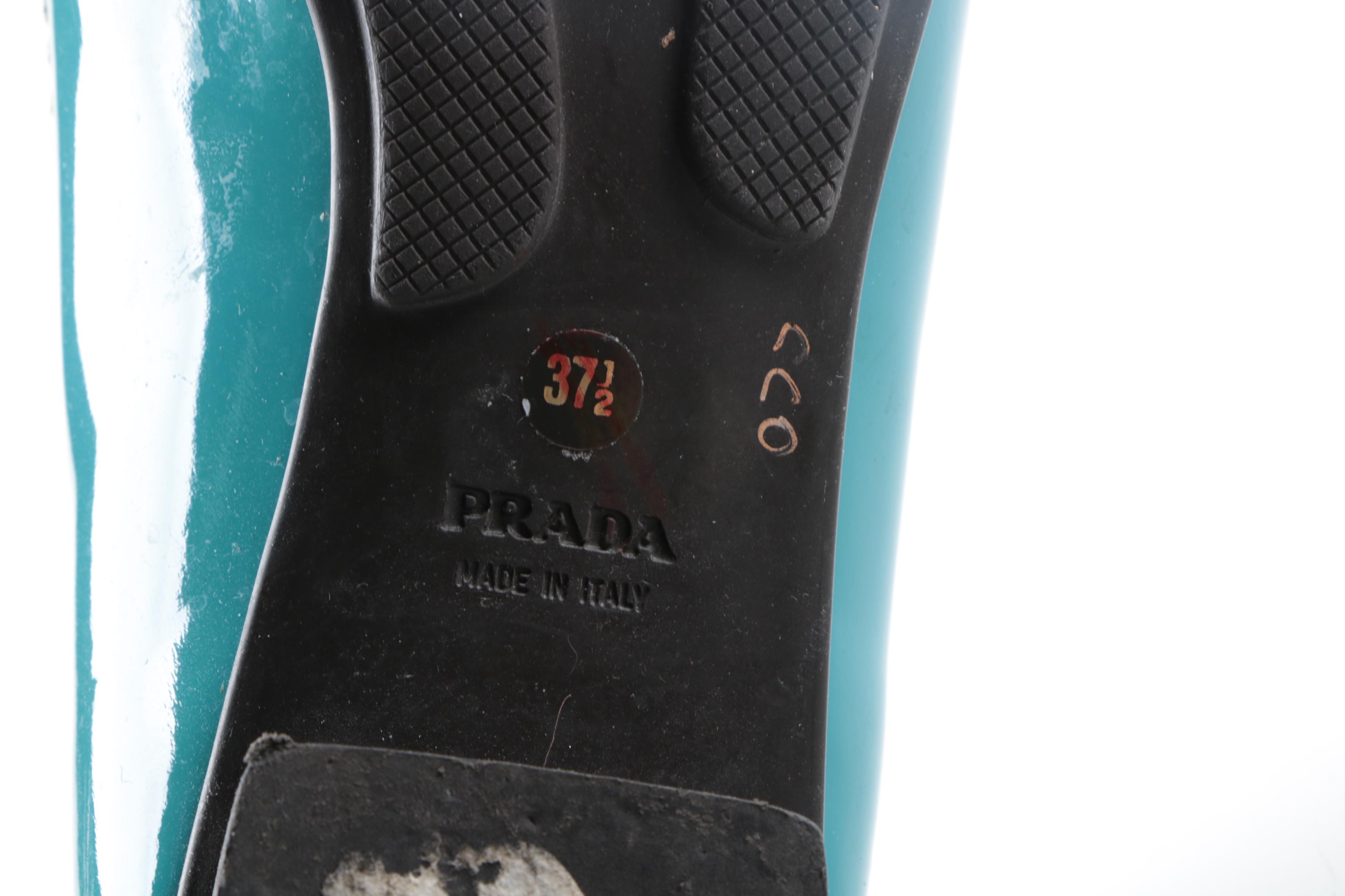 Prada Patent Turquoise Blue Leather Loafers