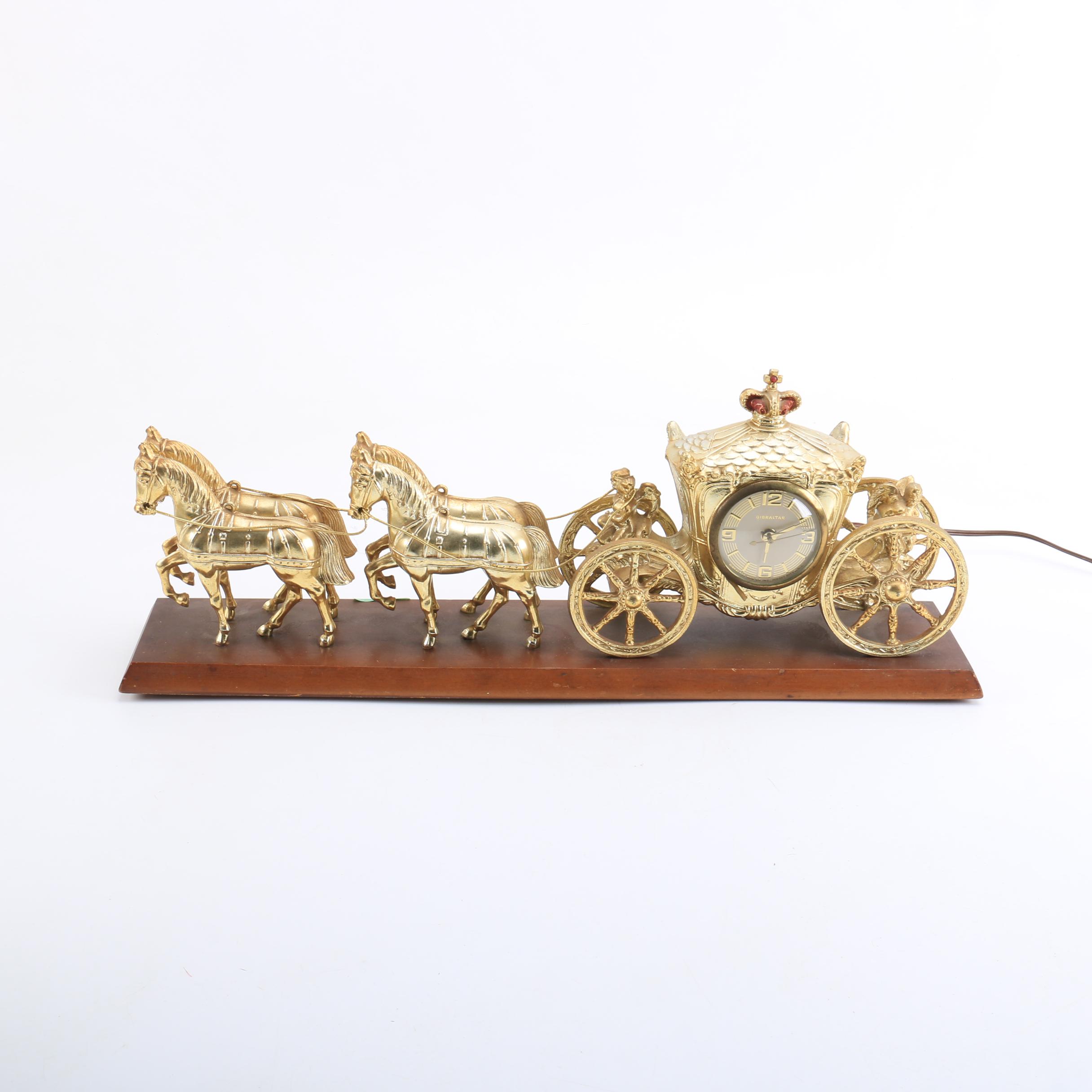 Vintage Gibraltar Horse and Carriage Mantel Clock