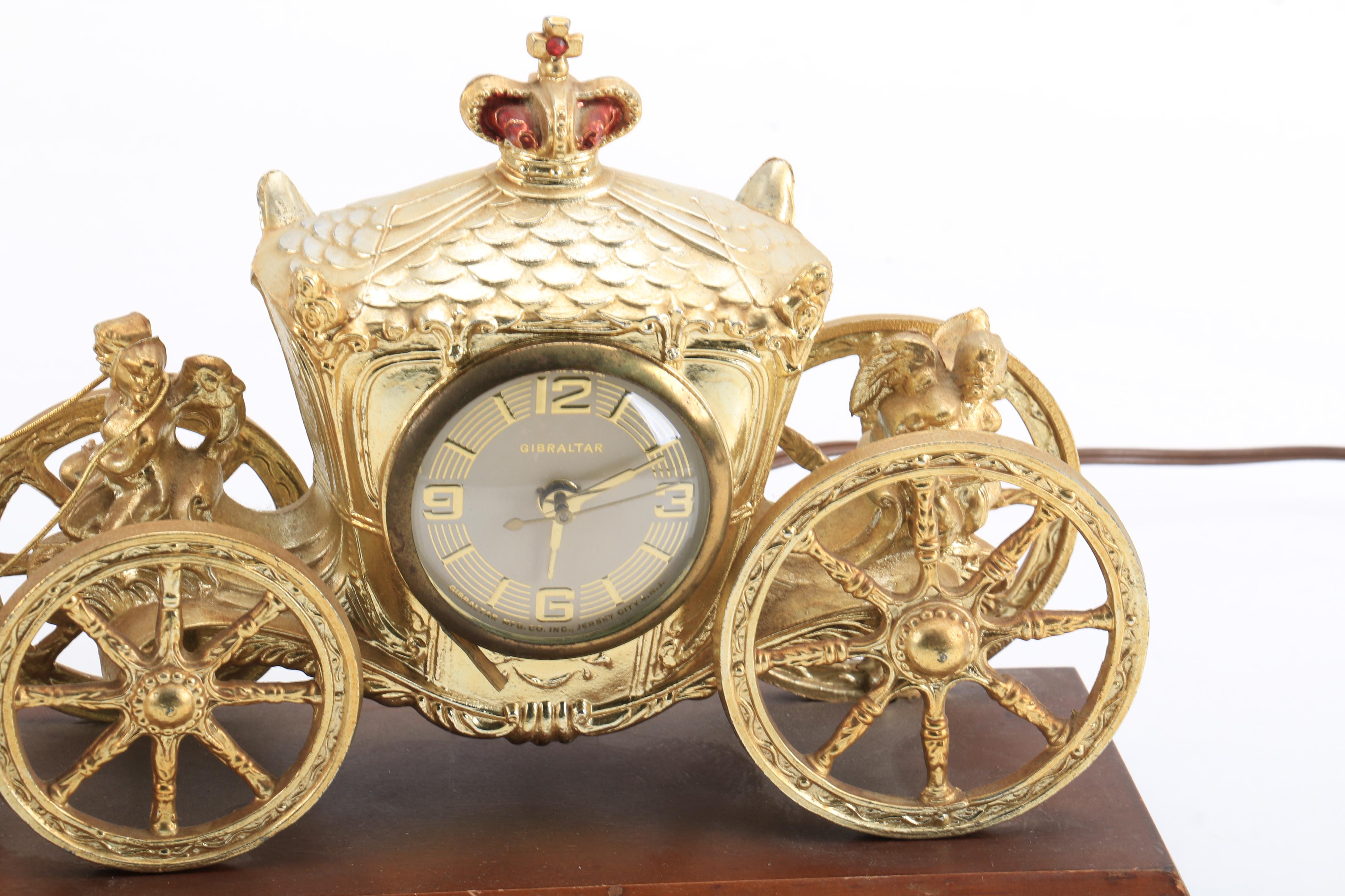 Vintage Gibraltar Horse and Carriage Mantel Clock