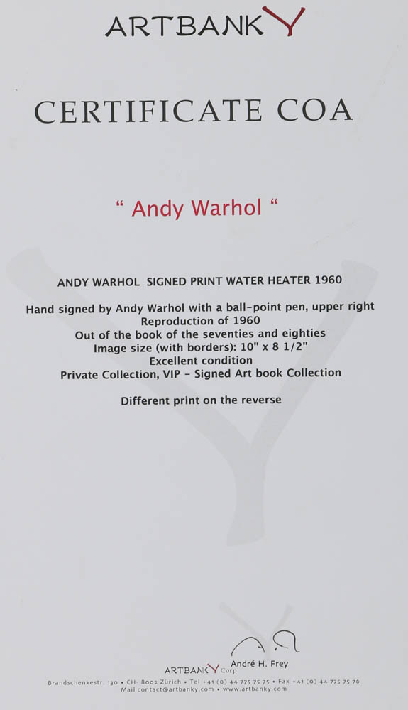 Offset Lithograph Print After Andy Warhol "Water Heater"