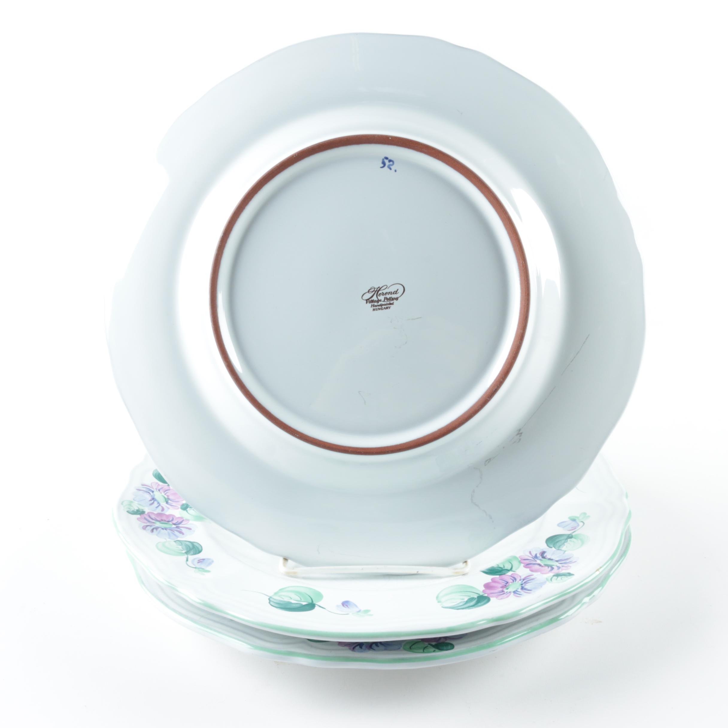 Herend Village Pottery "Violets" Earthenware Plates