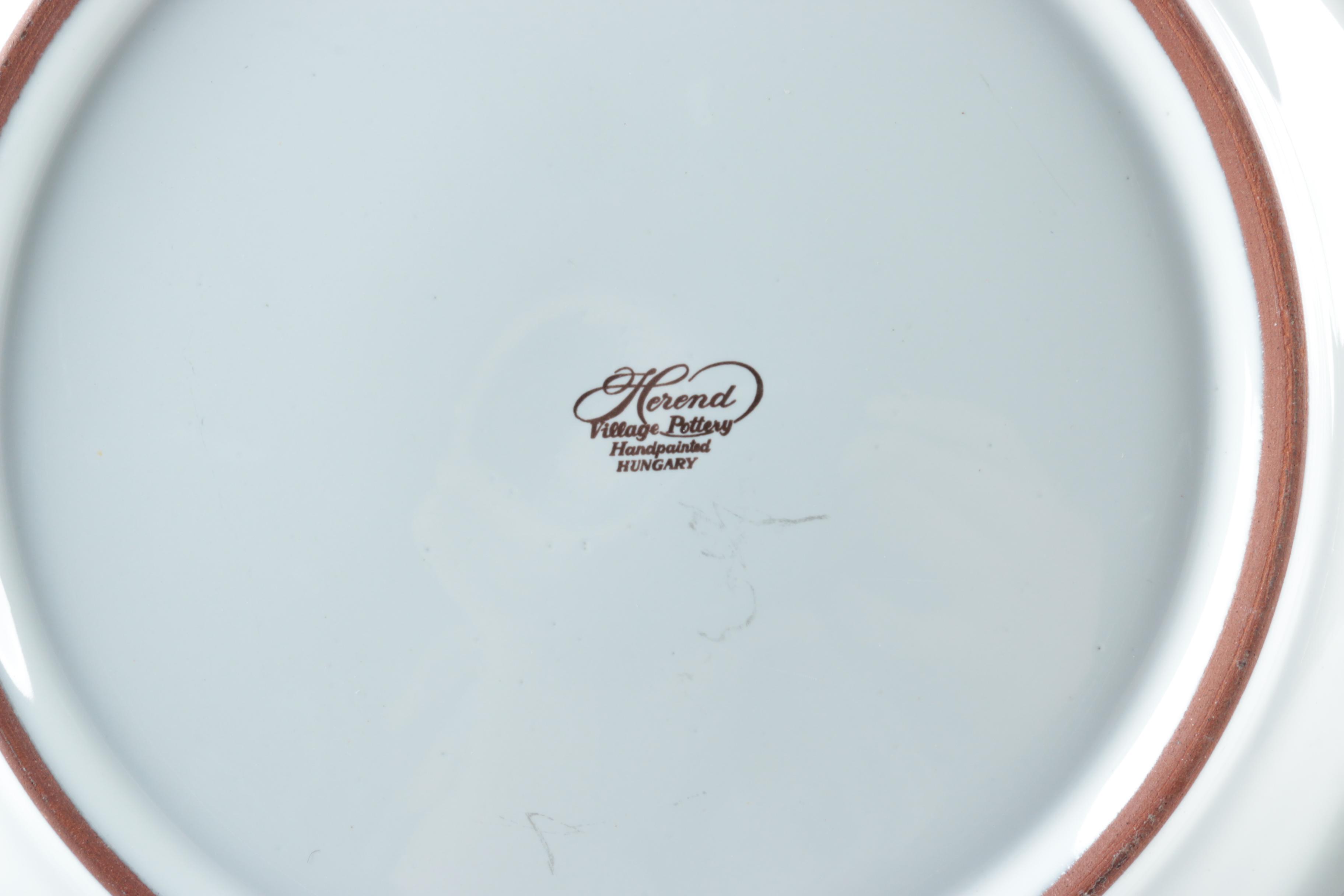 Herend Village Pottery "Violets" Earthenware Plates