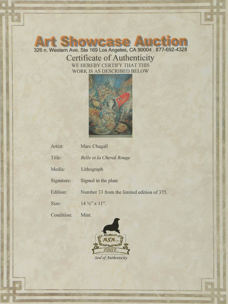 Giclée After Marc Chagall "Bella Facsimile"