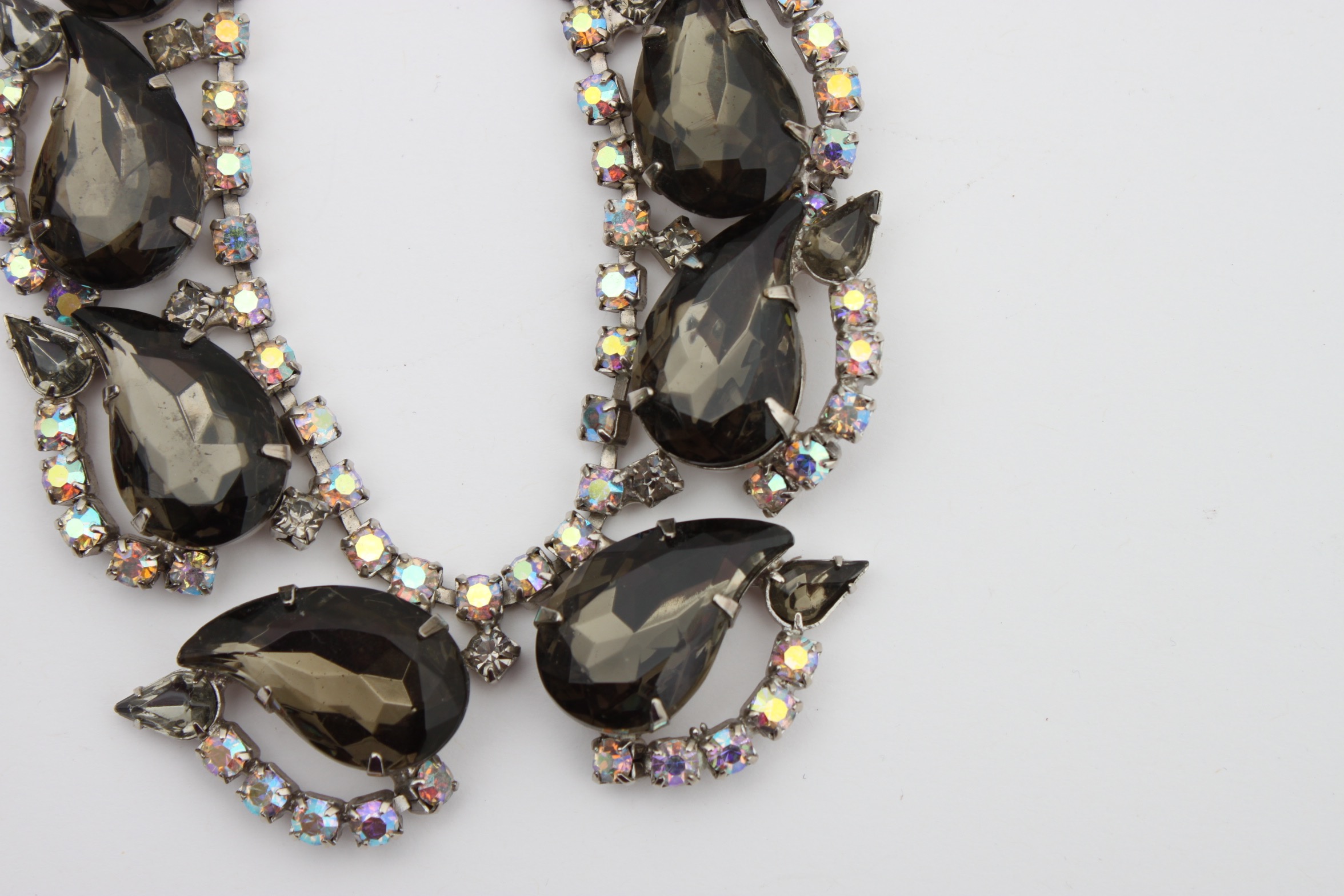 Vintage Costume Necklace and Bracelet Featuring Glass Stones