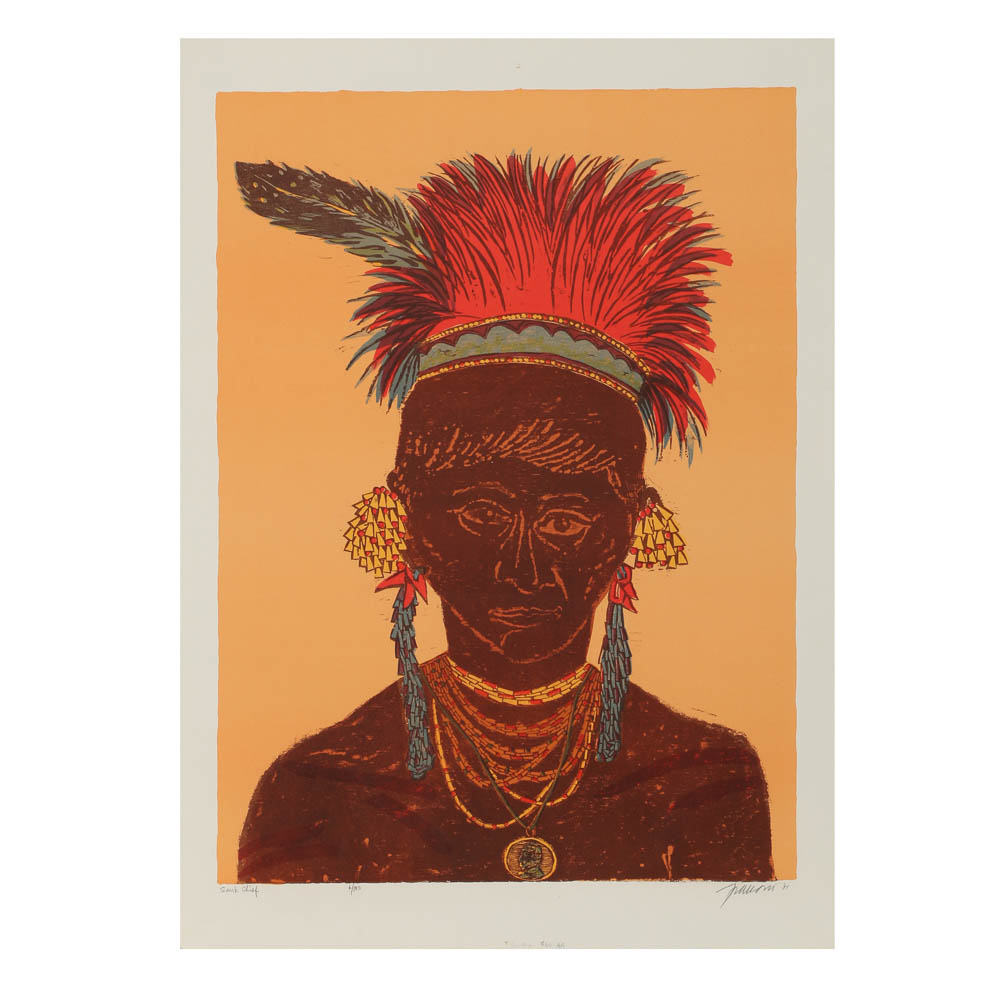 Antonio Frasconi Woodblock Print "Sauk Chief"