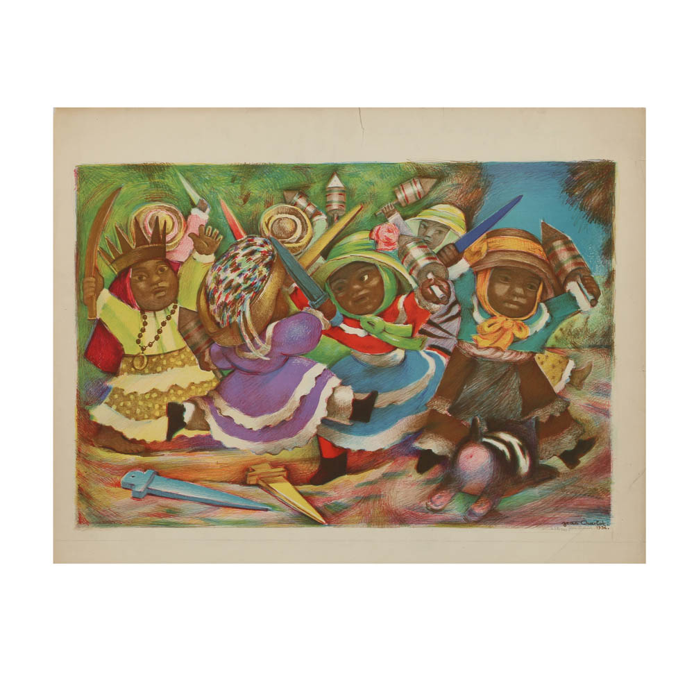 Jean Charlot Lithograph "Large Malinches (Toy Fiesta)"