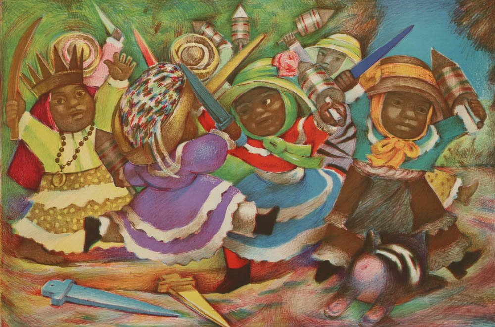 Jean Charlot Lithograph "Large Malinches (Toy Fiesta)"