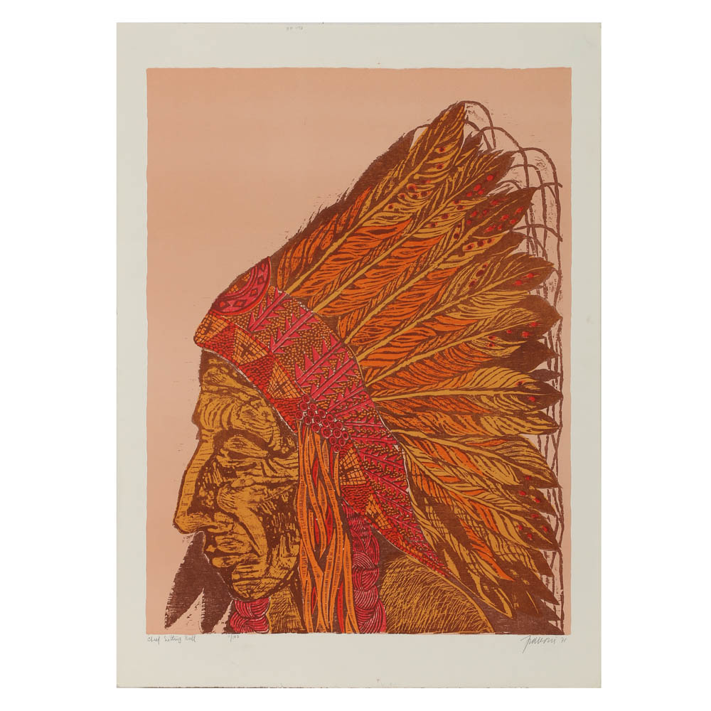 Antonio Frasconi Woodblock Print "Chief Sitting Bull"