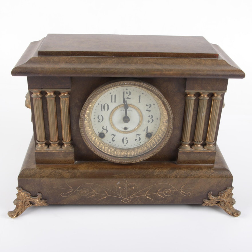 Vintage Seth Thomas Adamantine Pillar Style Mantel Clock