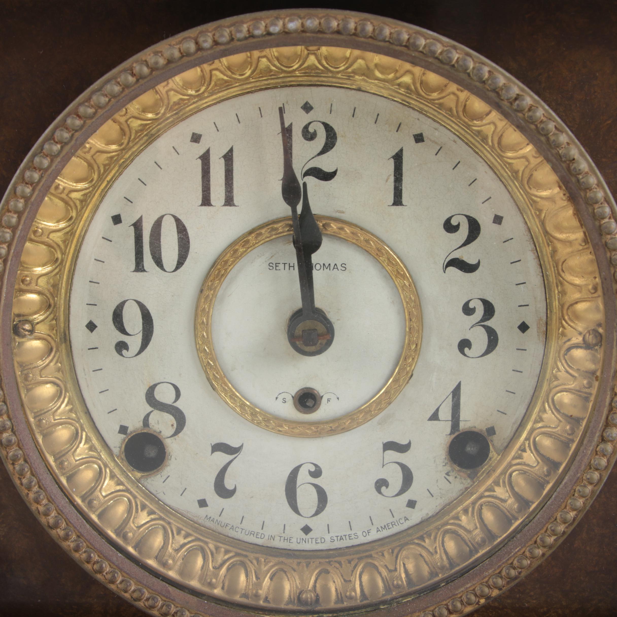 Vintage Seth Thomas Adamantine Pillar Style Mantel Clock