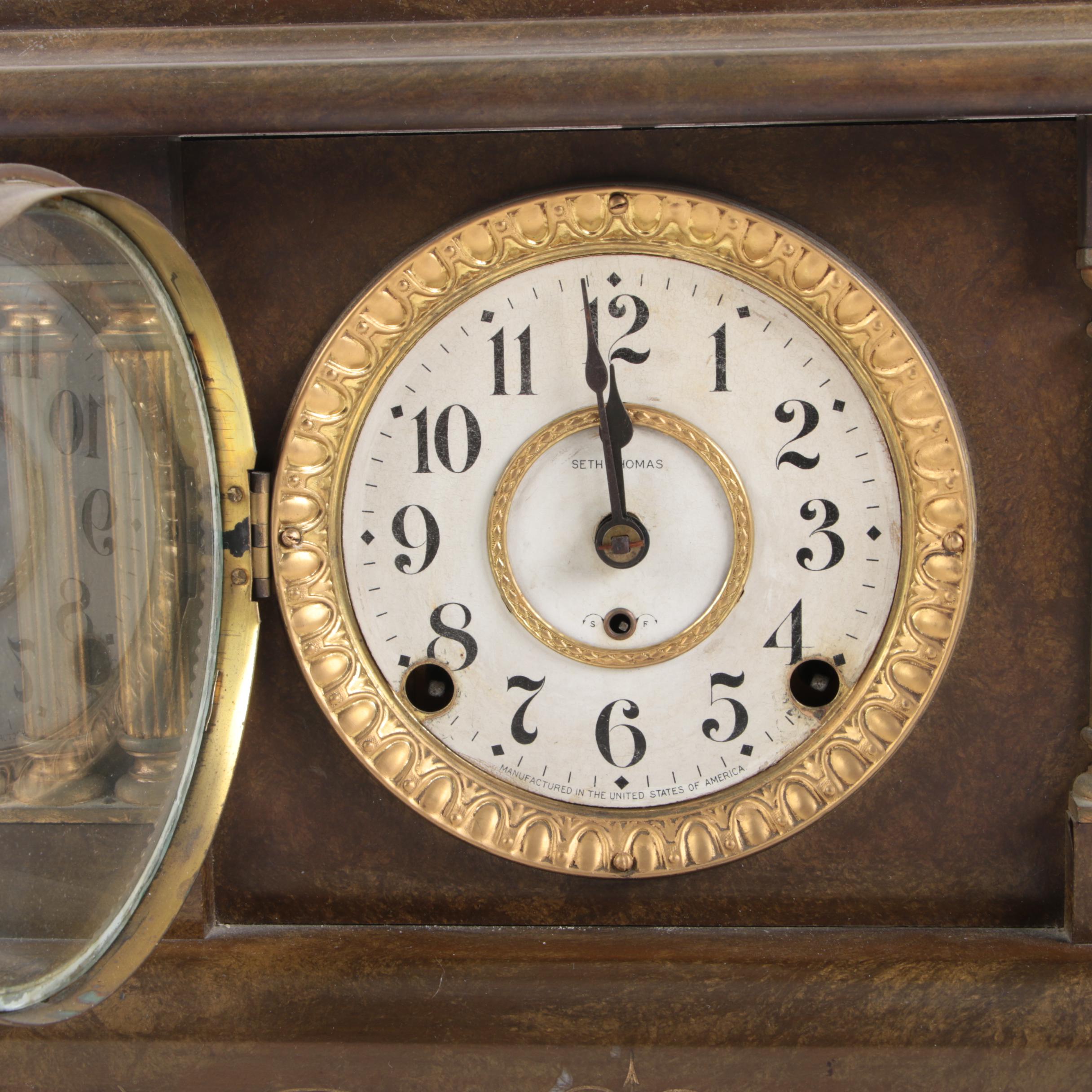 Vintage Seth Thomas Adamantine Pillar Style Mantel Clock