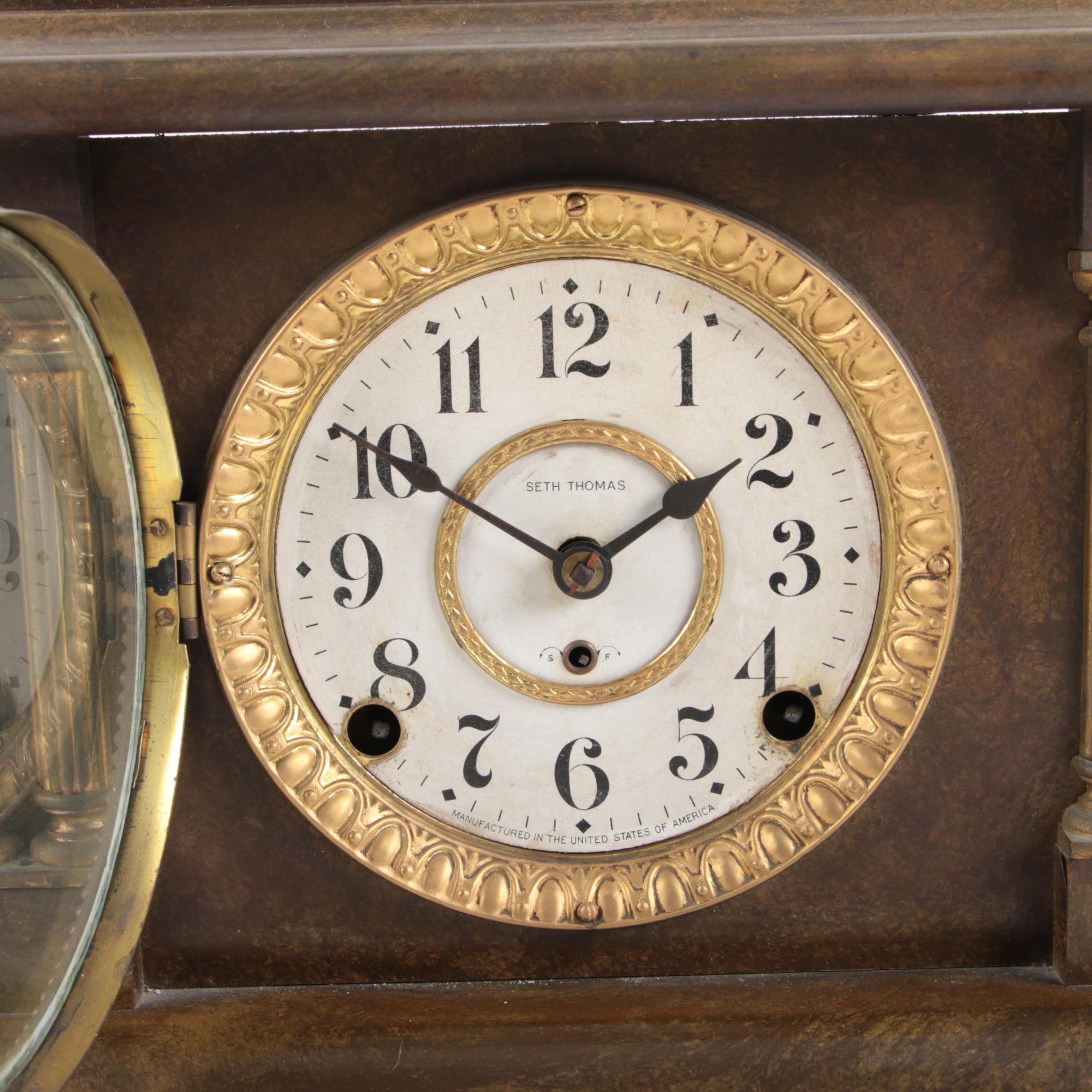 Vintage Seth Thomas Adamantine Pillar Style Mantel Clock