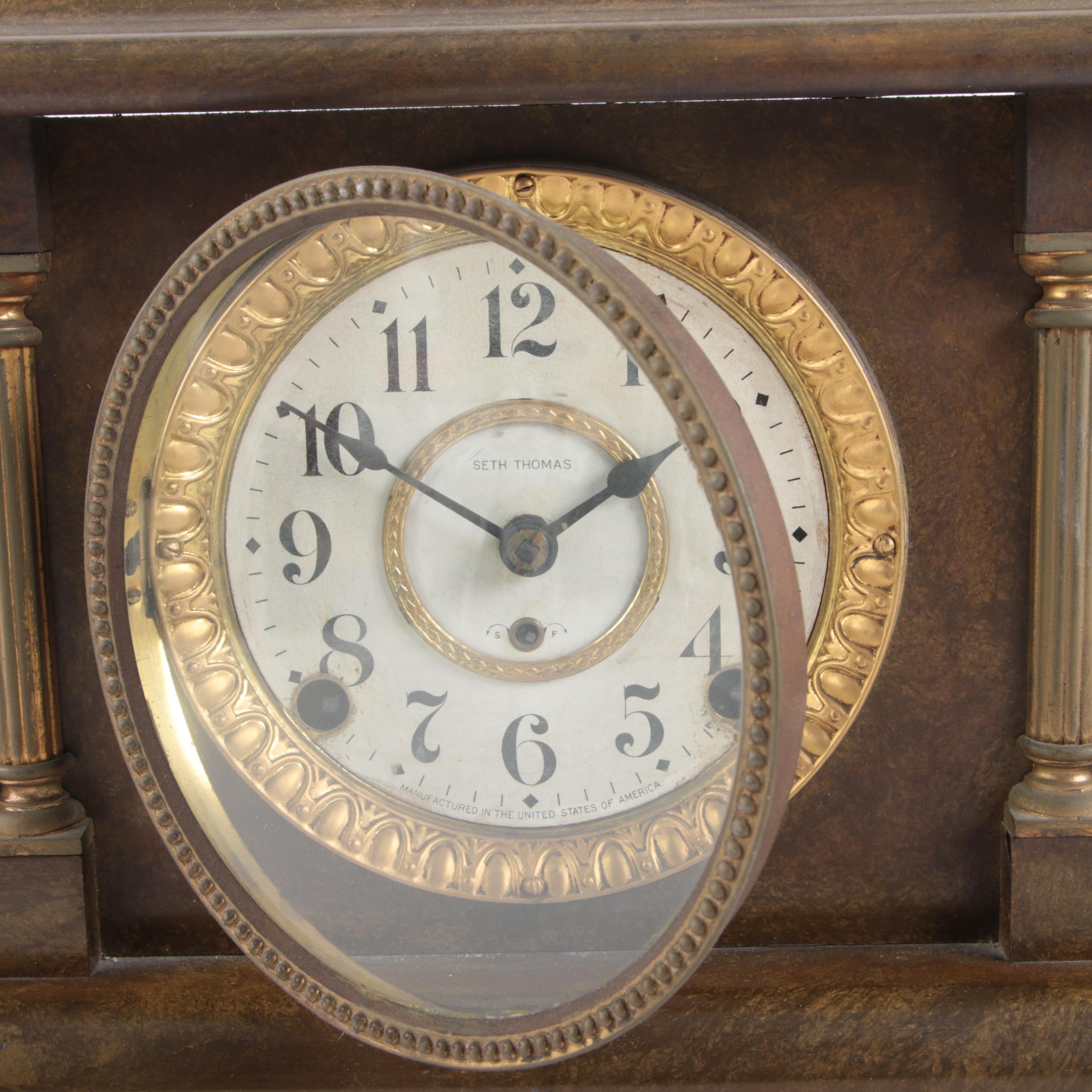 Vintage Seth Thomas Adamantine Pillar Style Mantel Clock