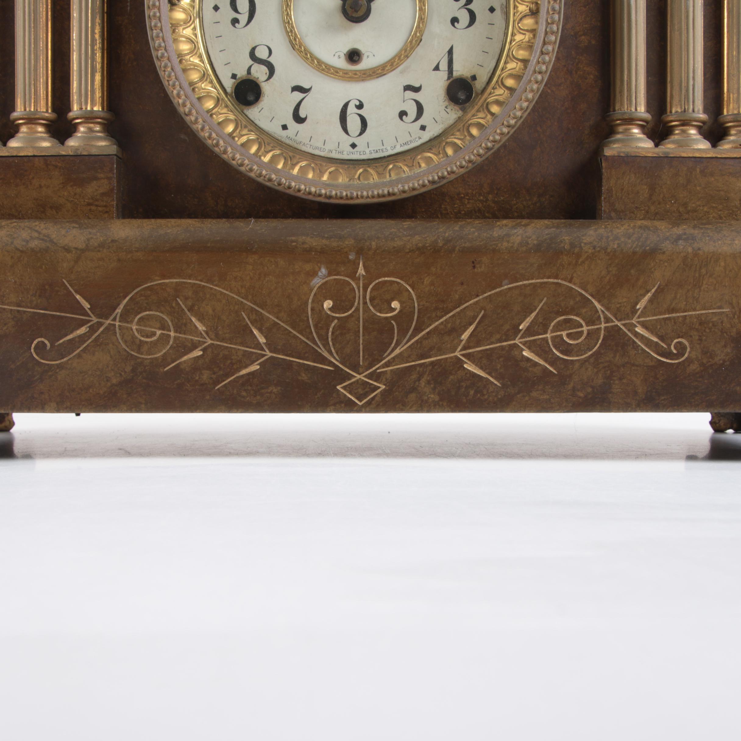 Vintage Seth Thomas Adamantine Pillar Style Mantel Clock
