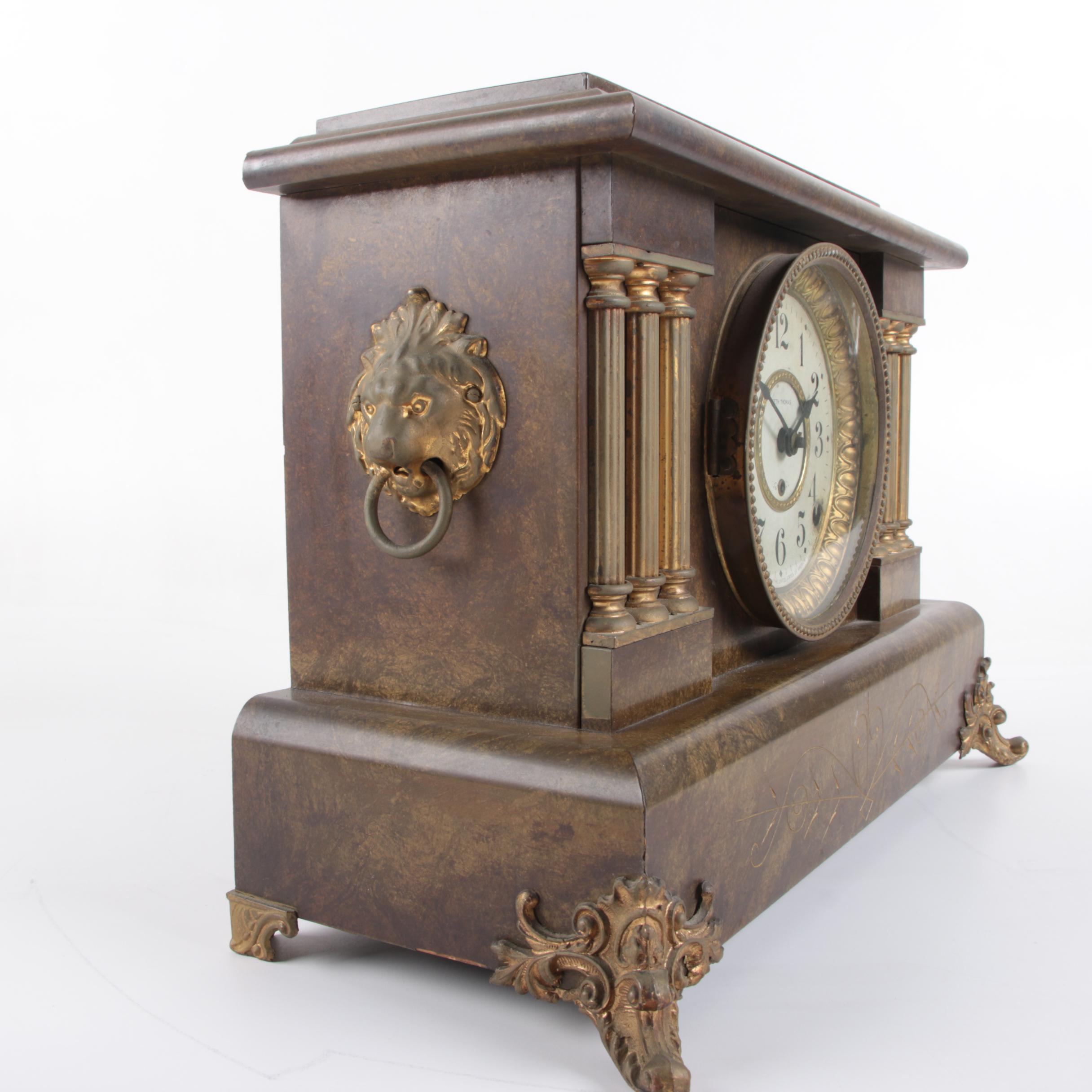 Vintage Seth Thomas Adamantine Pillar Style Mantel Clock