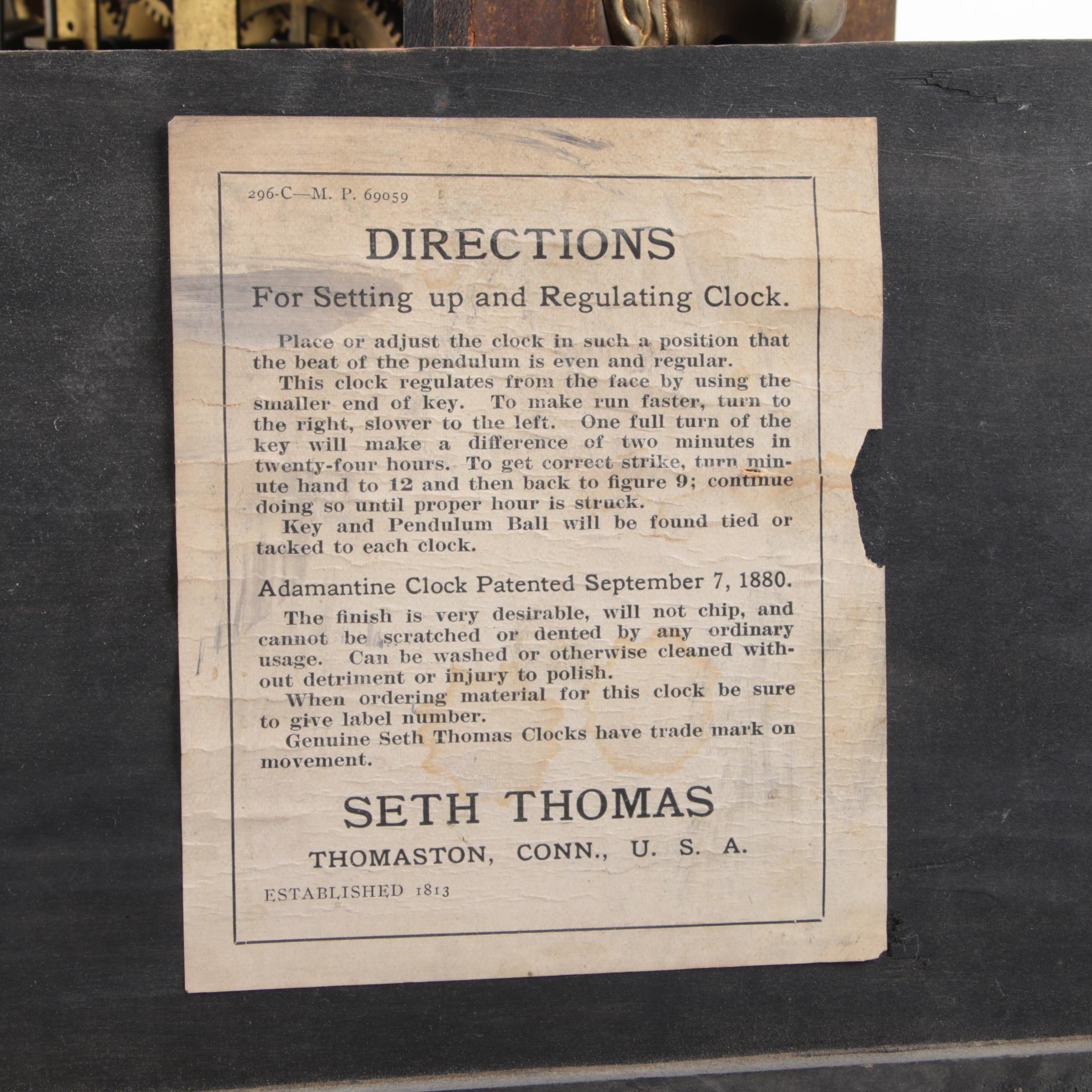 Vintage Seth Thomas Adamantine Pillar Style Mantel Clock