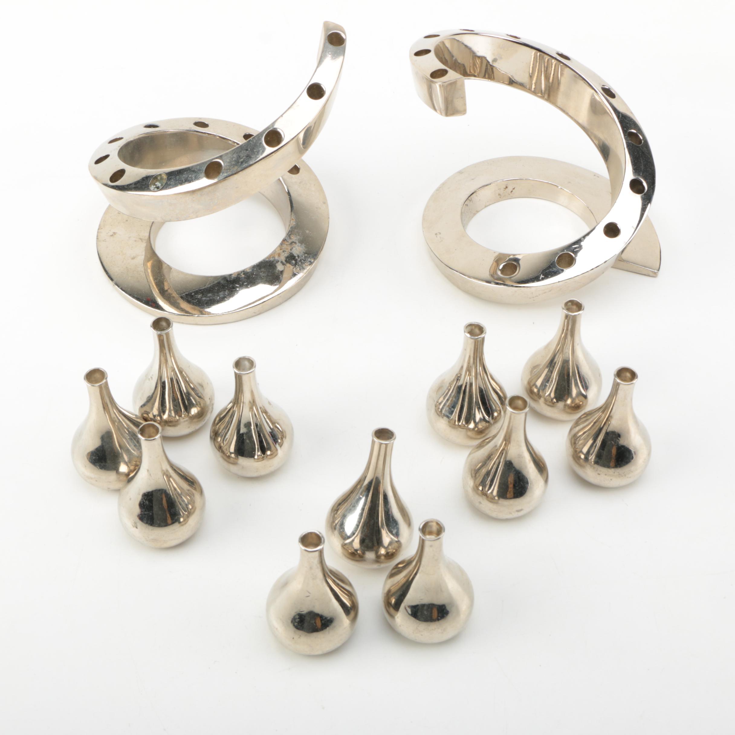 Dansk Mid Century Modern Style Silver Plate Candleholders