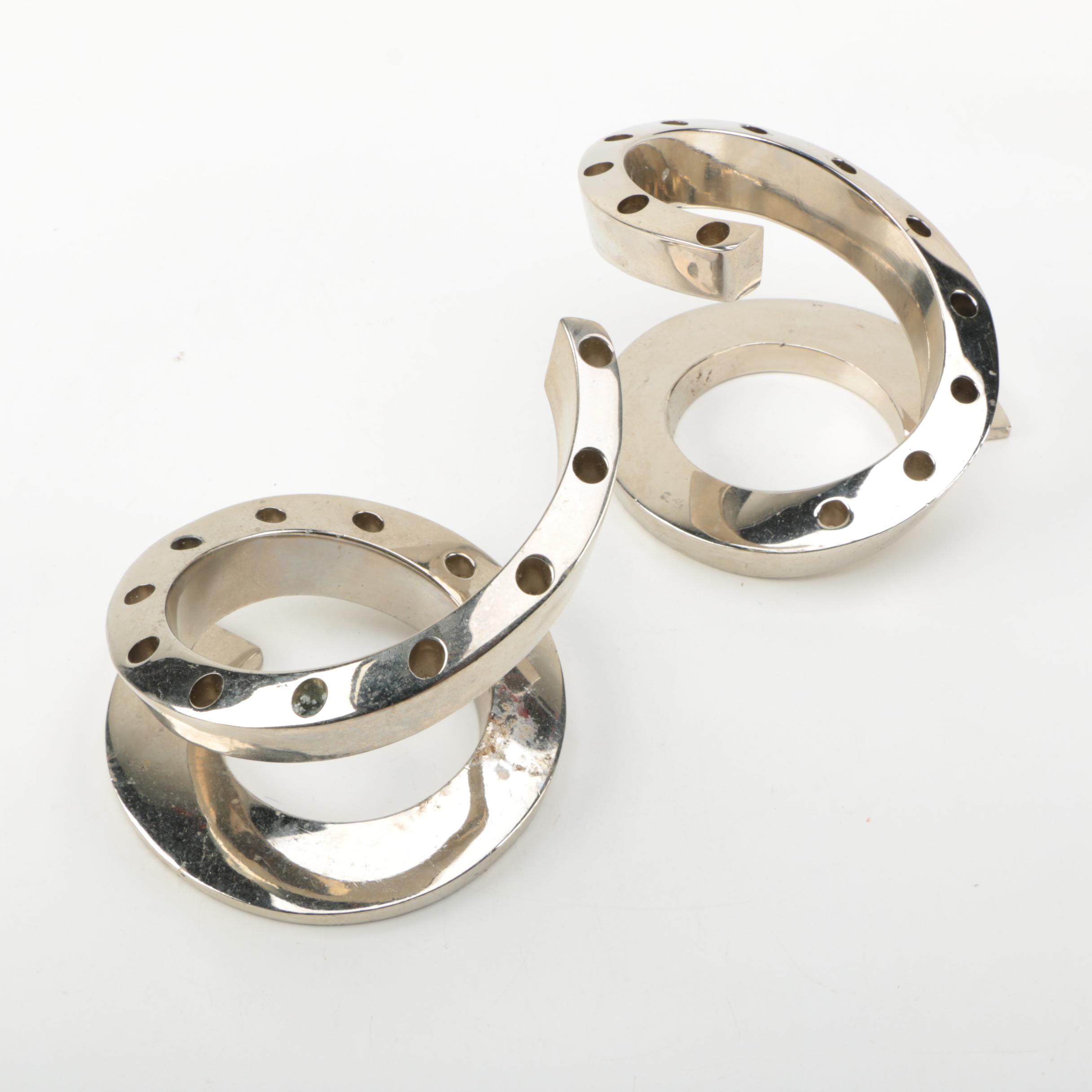 Dansk Mid Century Modern Style Silver Plate Candleholders