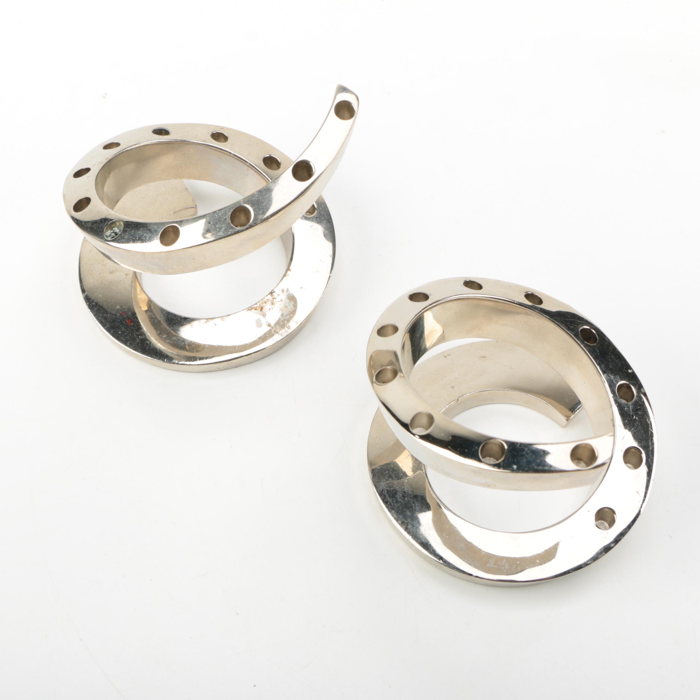 Dansk Mid Century Modern Style Silver Plate Candleholders