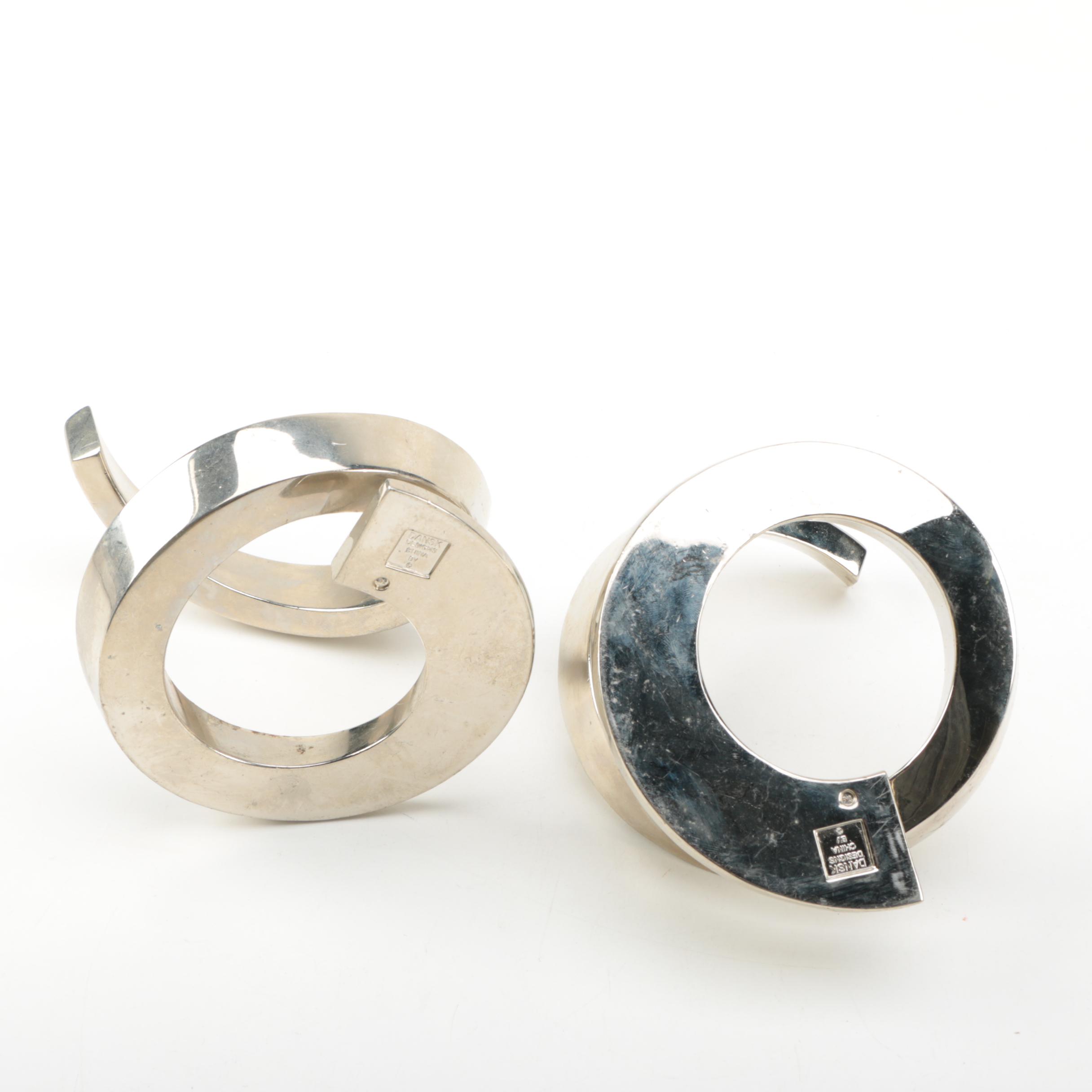 Dansk Mid Century Modern Style Silver Plate Candleholders