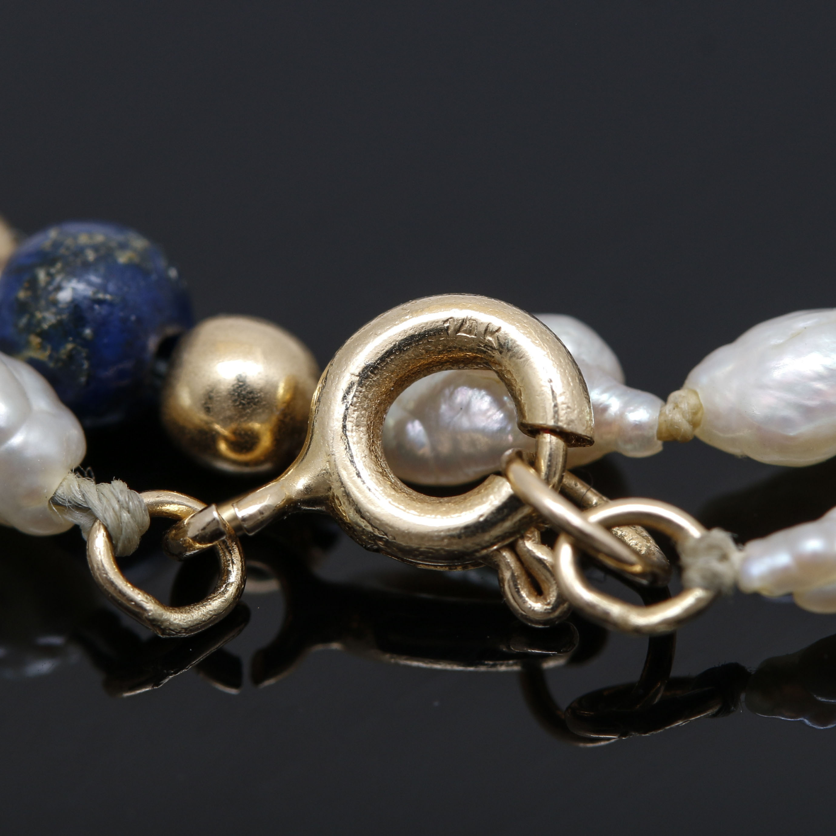 Assortment of 14K Yellow Gold Gemstone Bead Necklace and Bracelets.